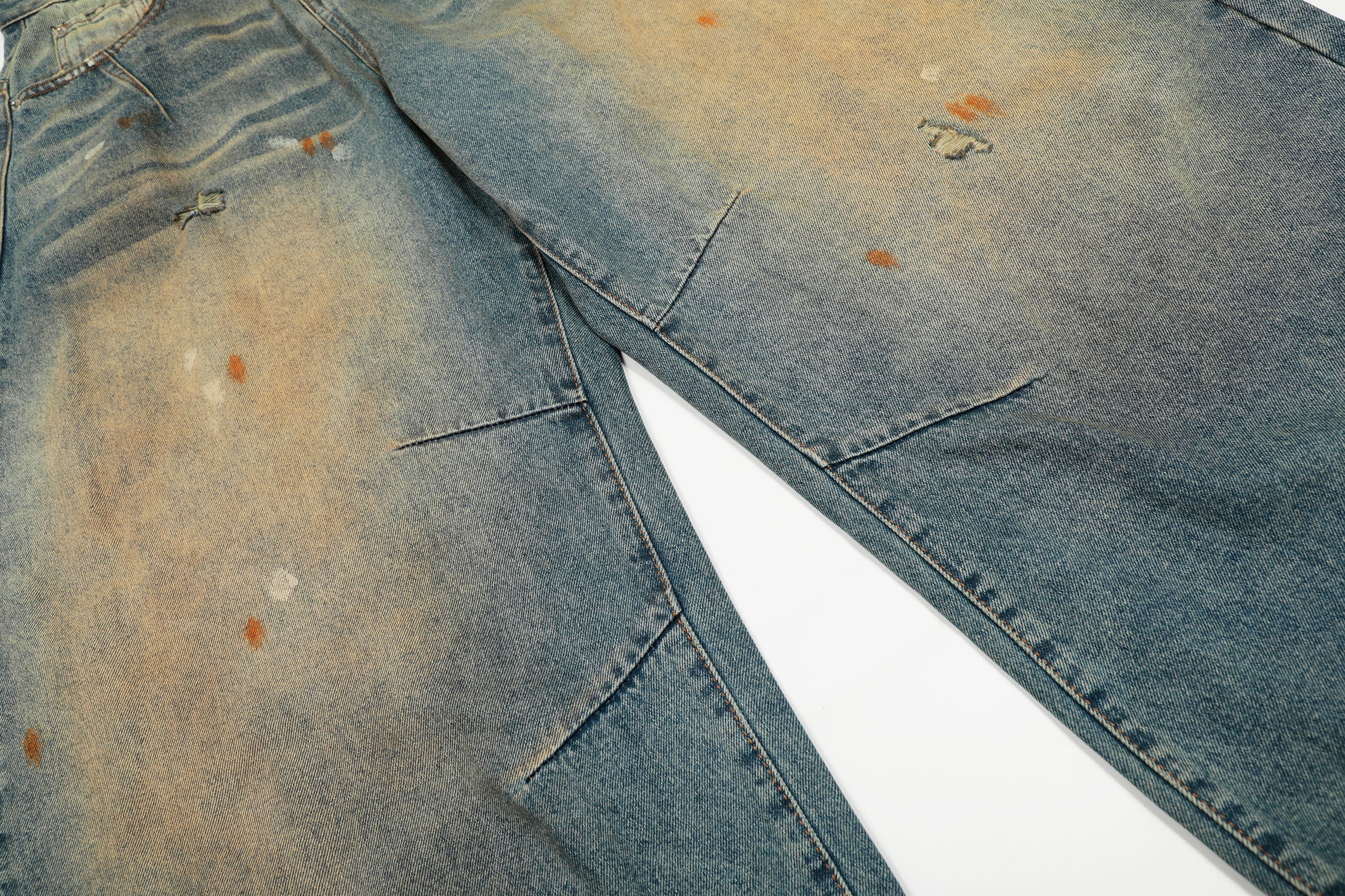 Omirad Sun-Faded Wide-Leg Jeans | Distressed Streetwear Denim