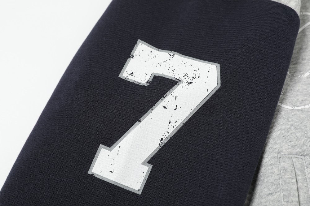 Taeleplus Contrast Sleeve Graphic Zip-Up Hoodie | Streetwear
