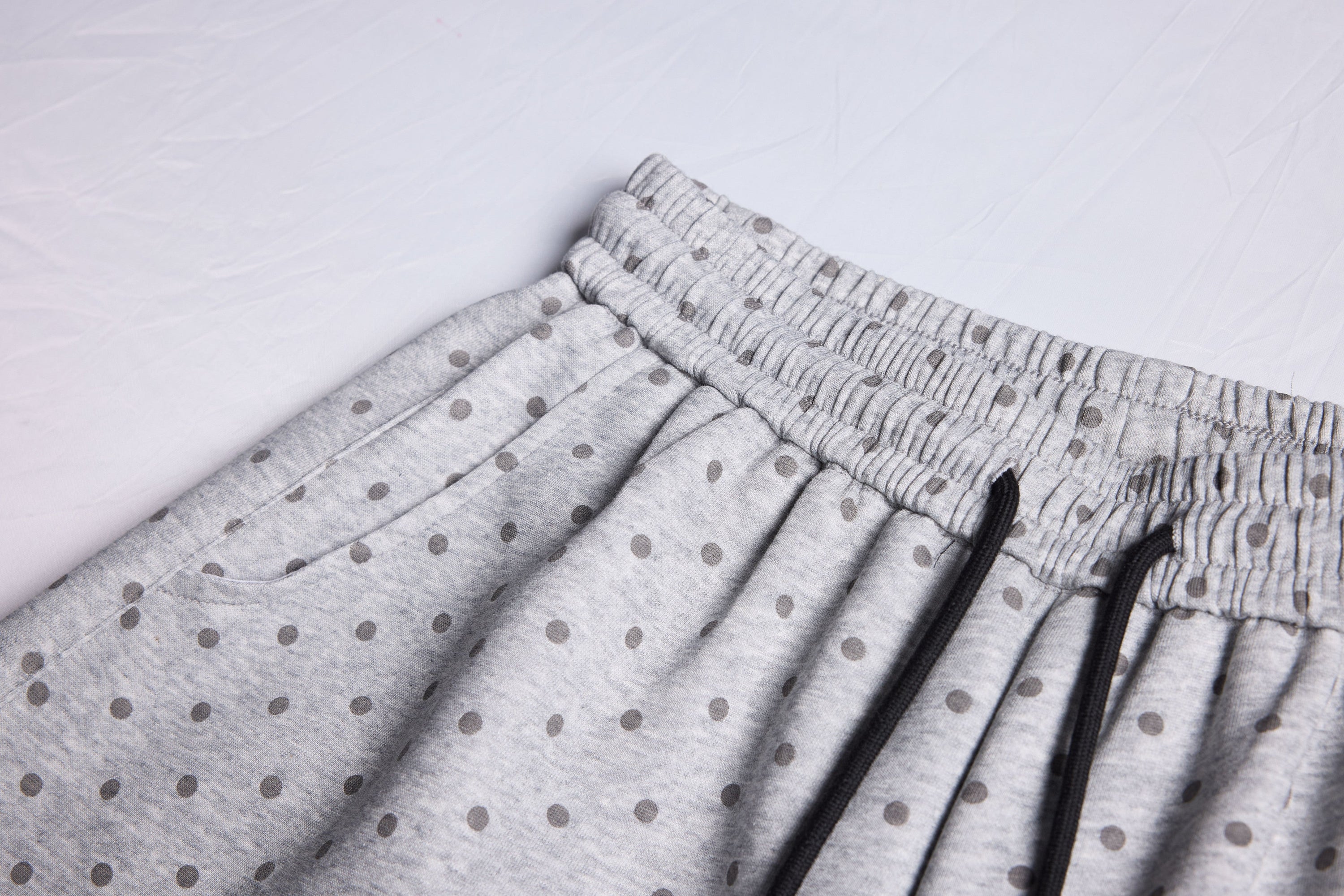 Polka Dot Wide-Leg Sweatpants with Stripe Detail | Omirad