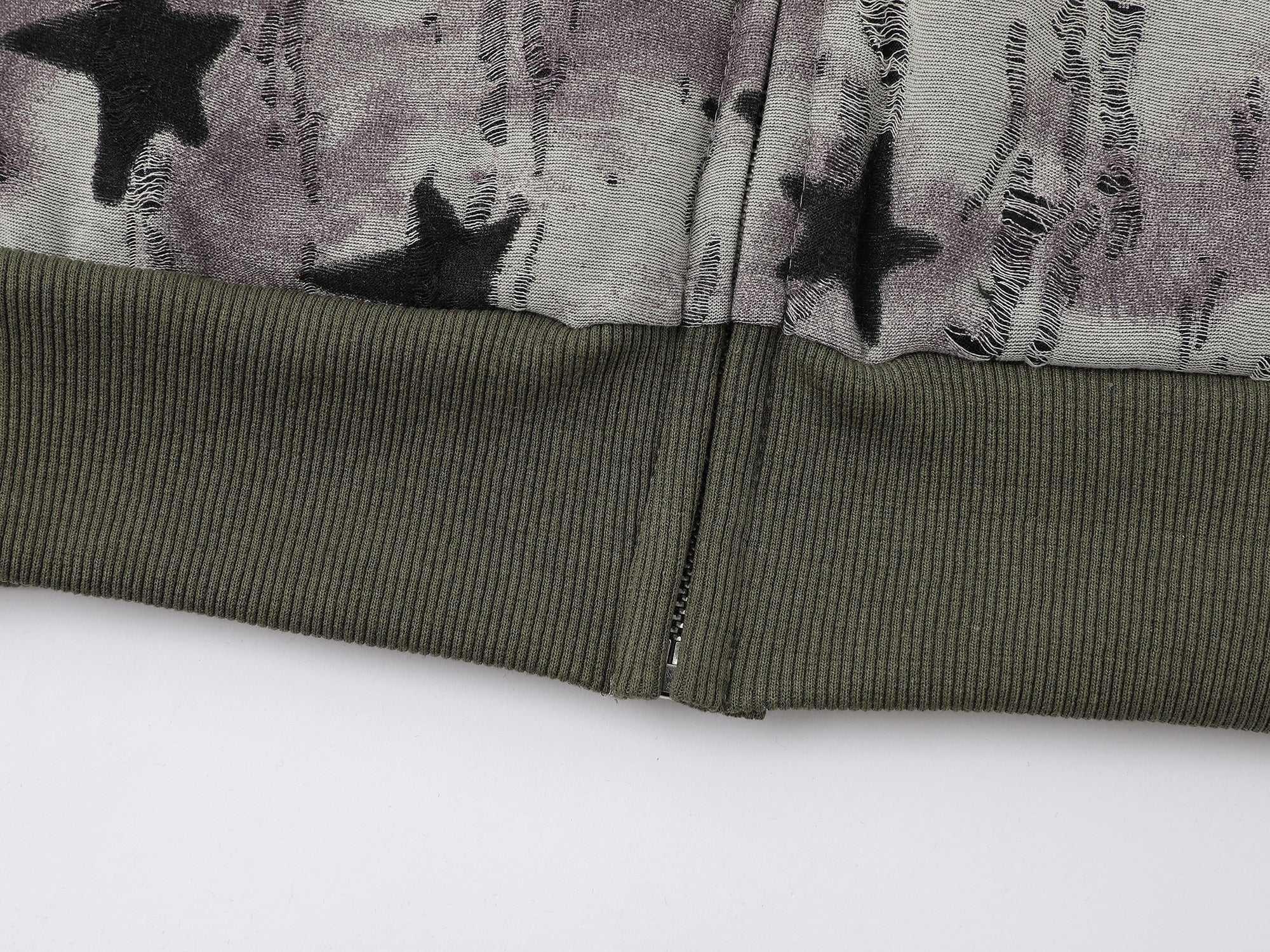 Omirad All-Over Star Print Washed Zip Hoodie | Streetwear