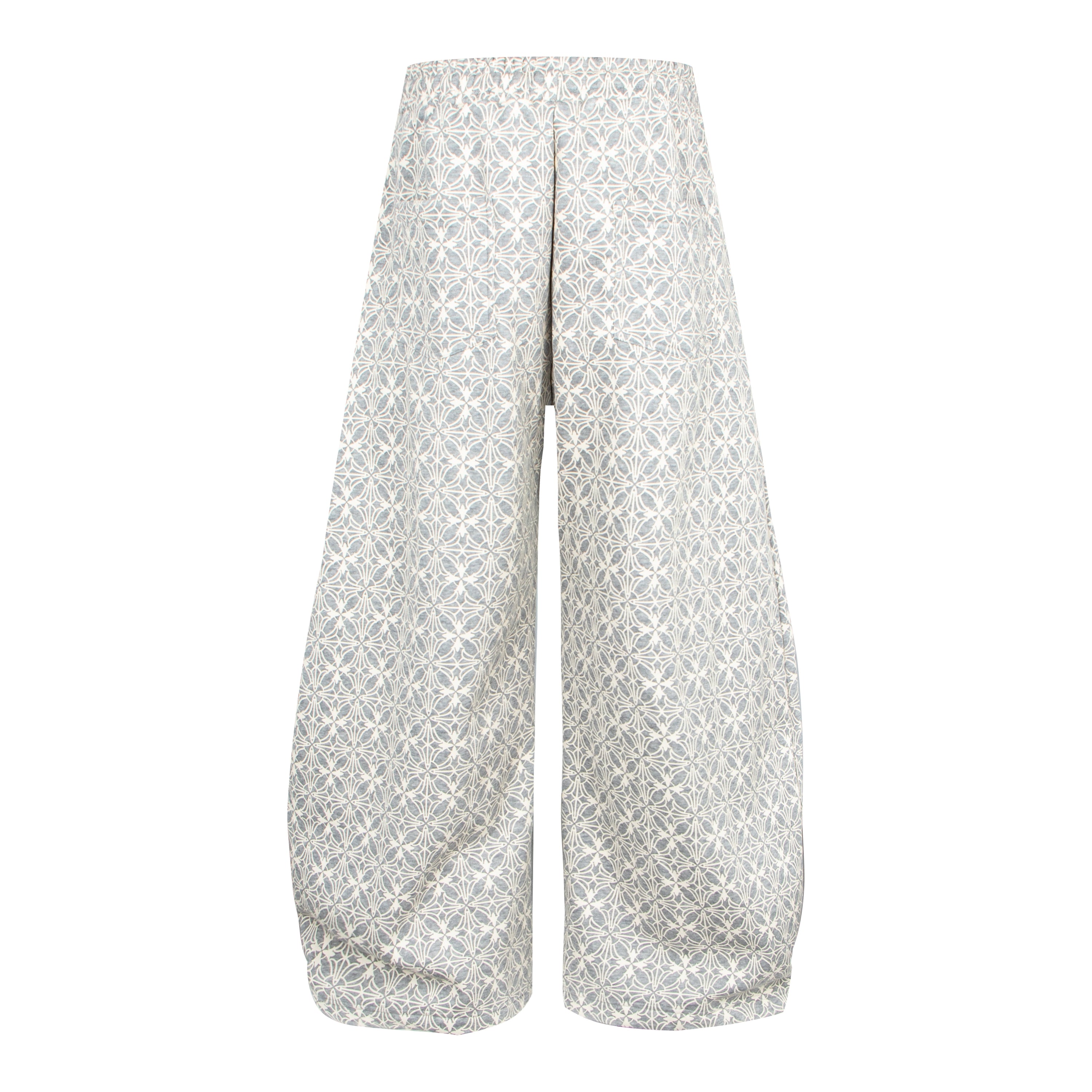 All-Over Geometric Print Wide-Leg Pants with Side Graphics