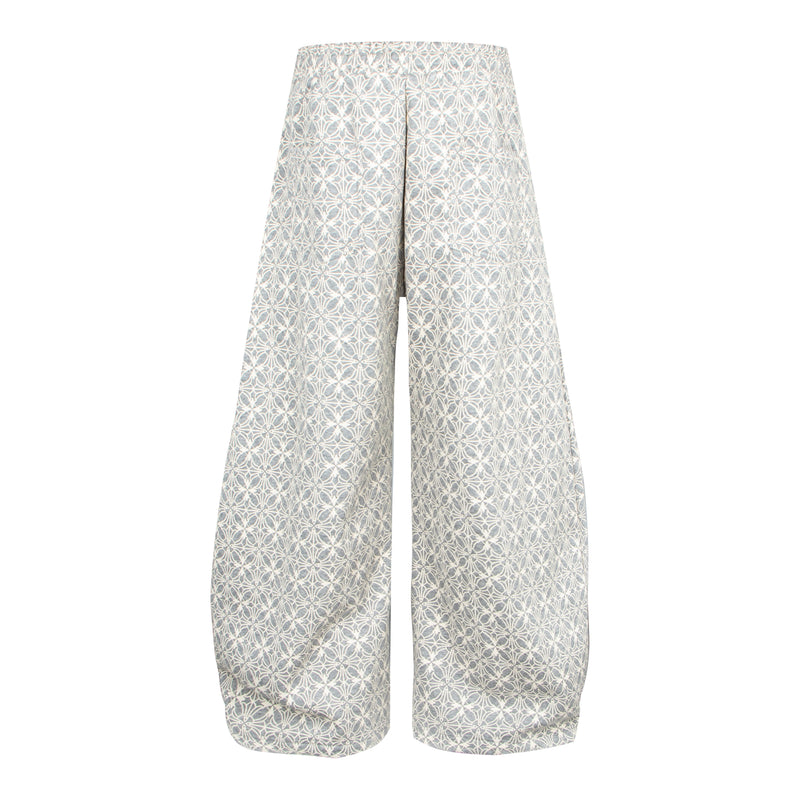 All-Over Geometric Print Wide-Leg Pants with Side Graphics