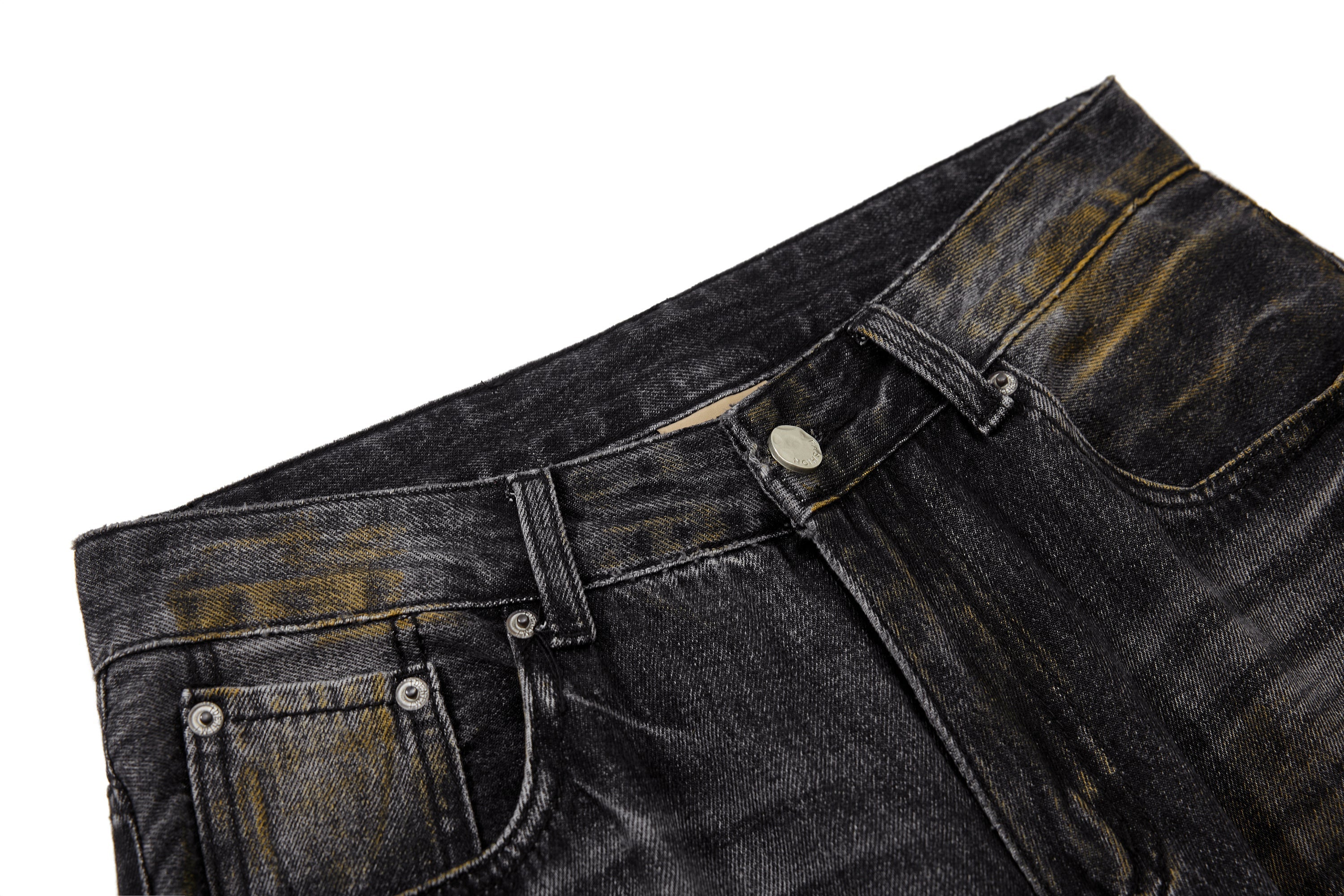 Omirad Vintage Washed Curved Wide-Leg Denim Pants