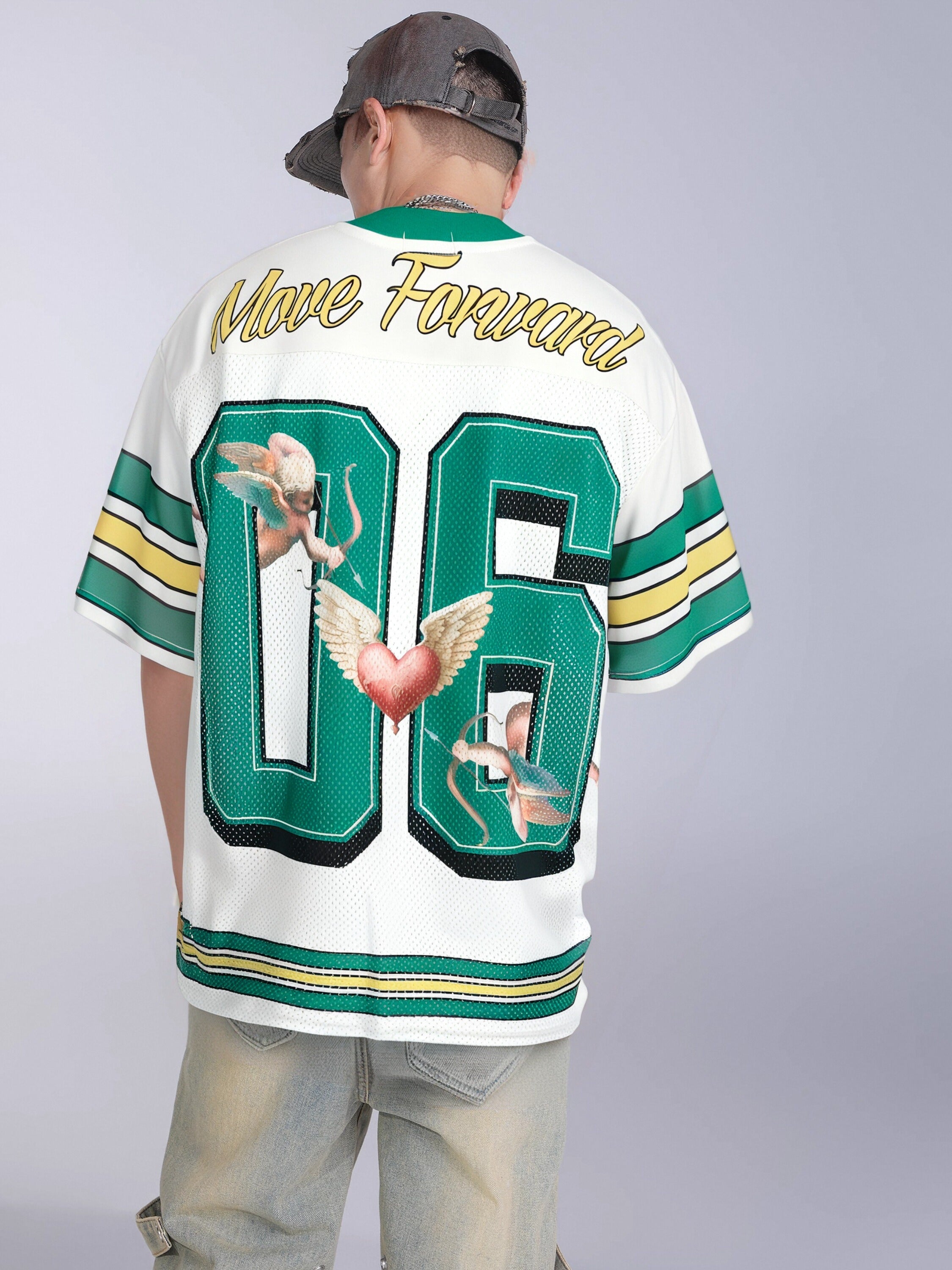Angel Graphic Football Jersey Top | Varsity Streetwear