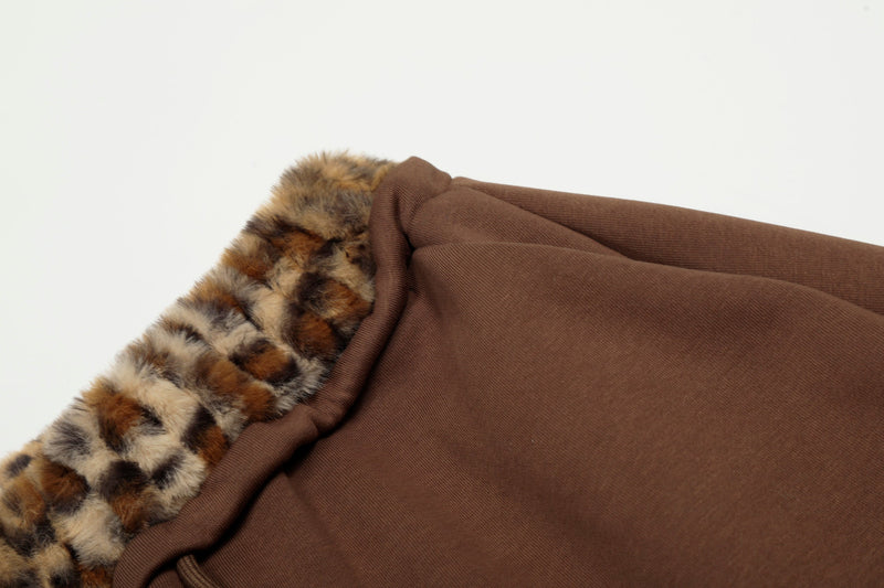 Omirad Leopard Trim Balloon Sweatpants with Chenille Patch