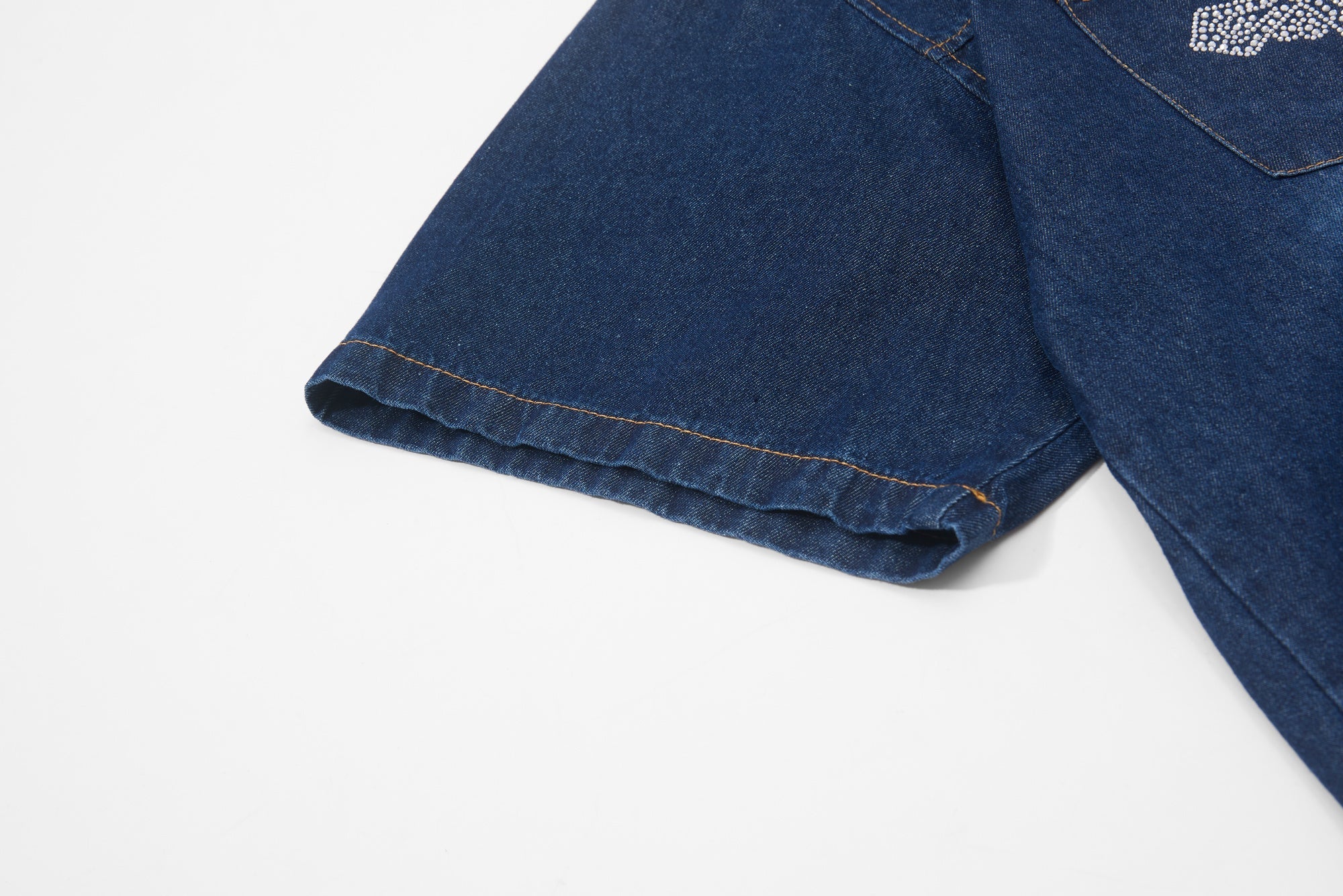 Mafaero Rhinestone Cross Denim Shirt | Streetwear Button-Up