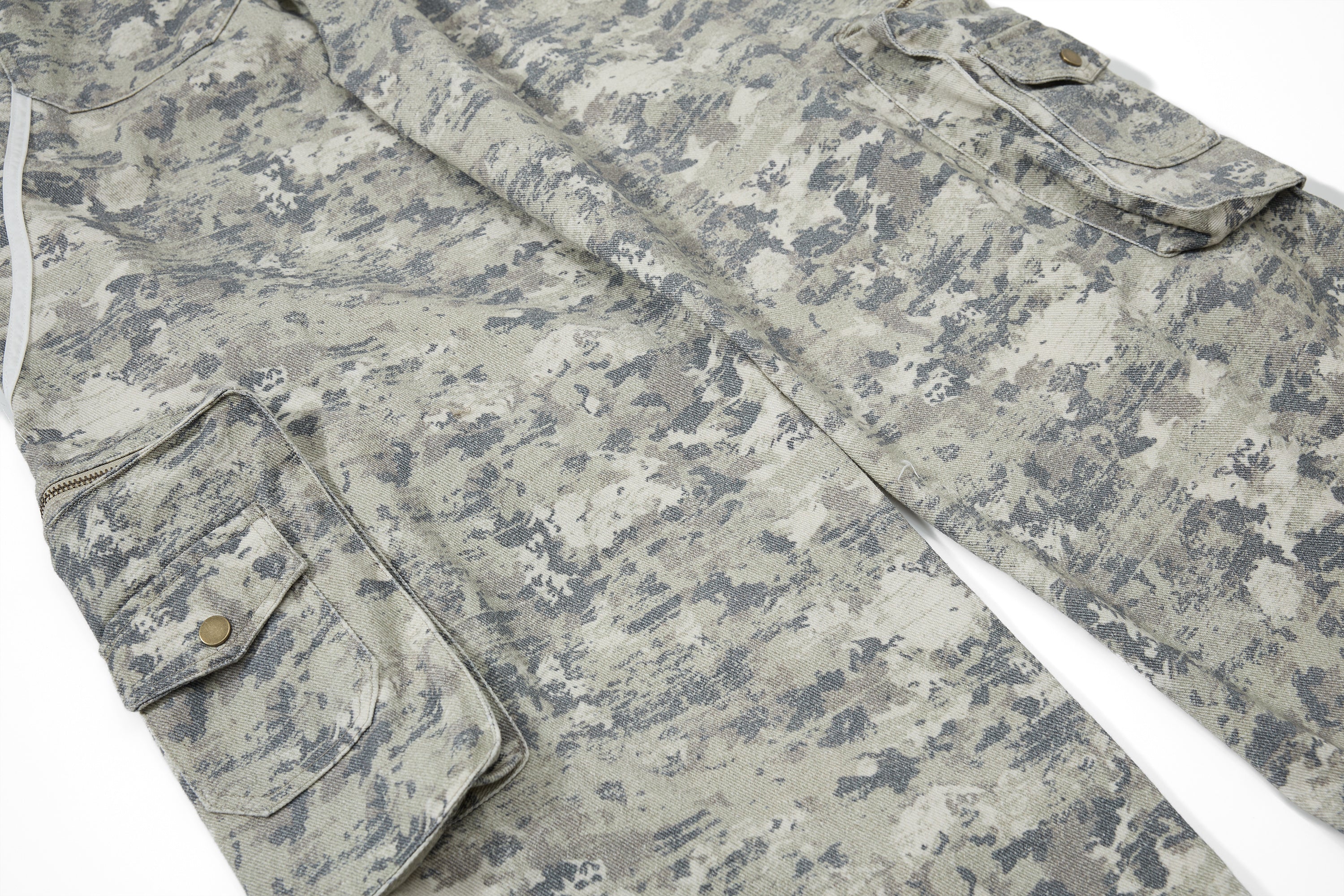 Omirad Tactical Camo Wide-Leg Cargo Pants with Reflective Stripe