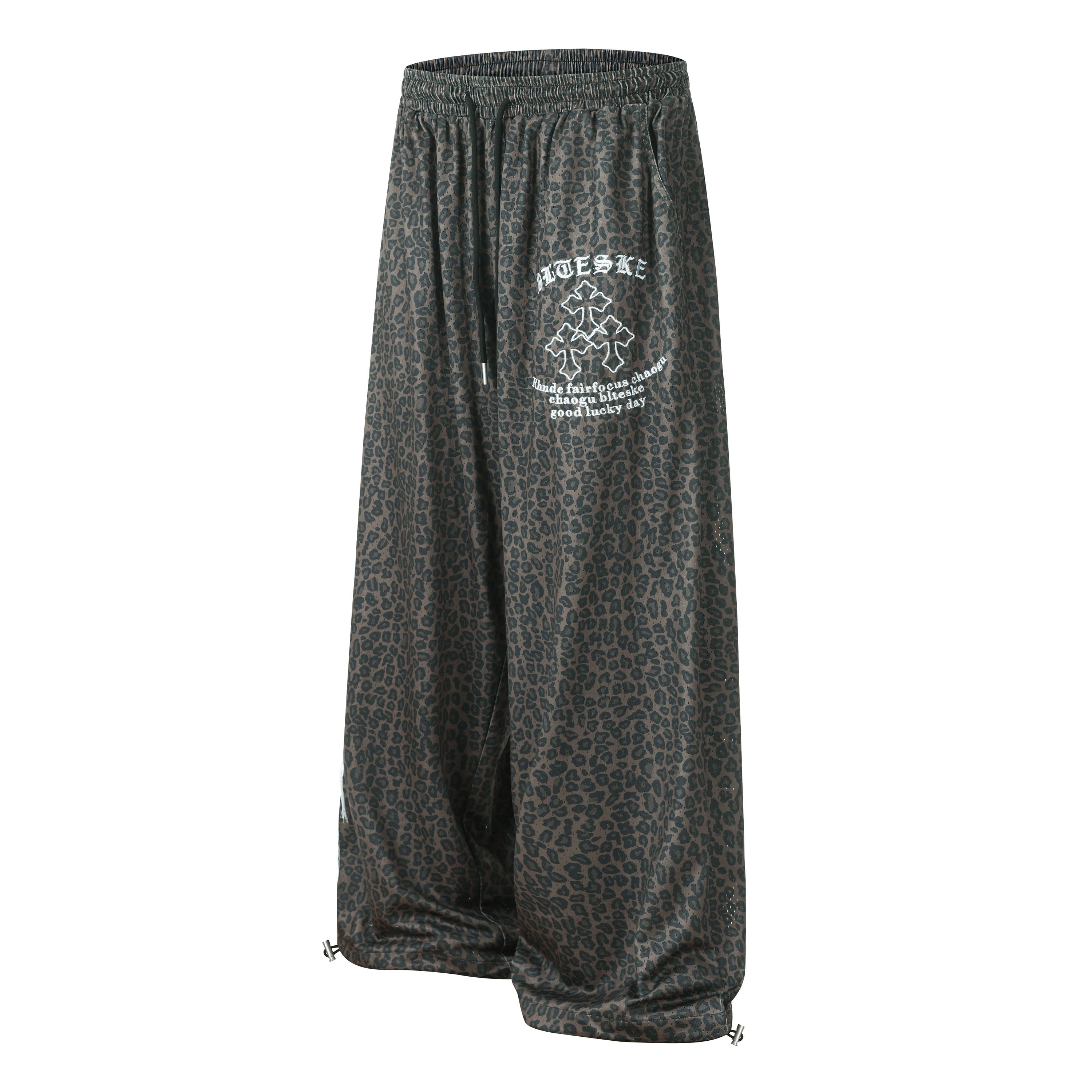 Omirad Leopard Wash Wide-Leg Sweatpants | Y2K Streetwear