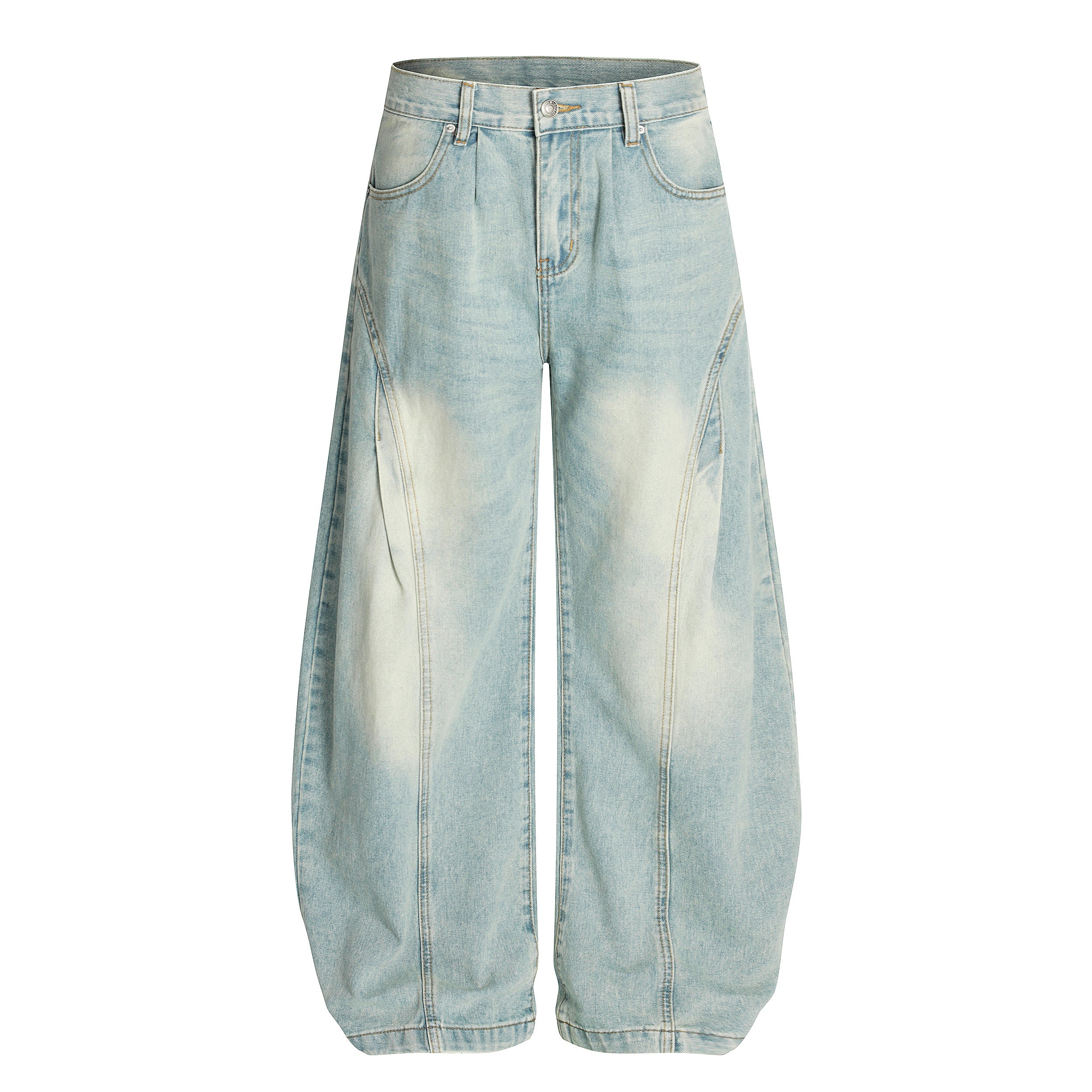 Cloud-Fade Balloon Jeans | Wide-Leg Streetwear Denim