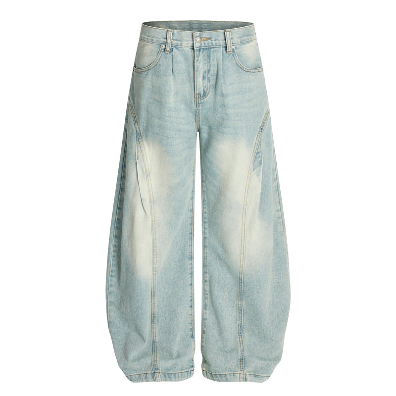 Cloud-Fade Balloon Jeans | Wide-Leg Streetwear Denim