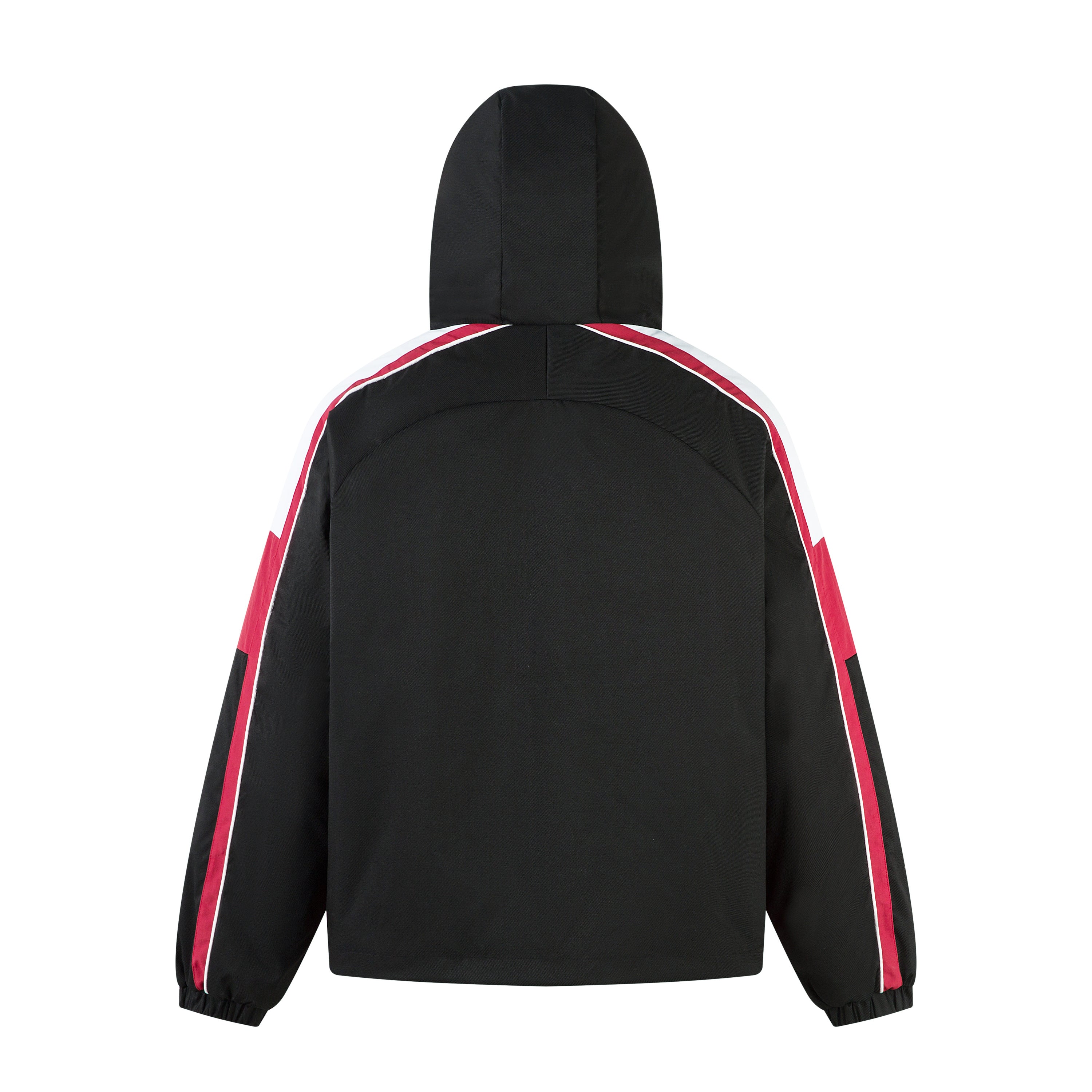 Racing Patch Faux Fur Hood Jacket | Color-Block Nylon