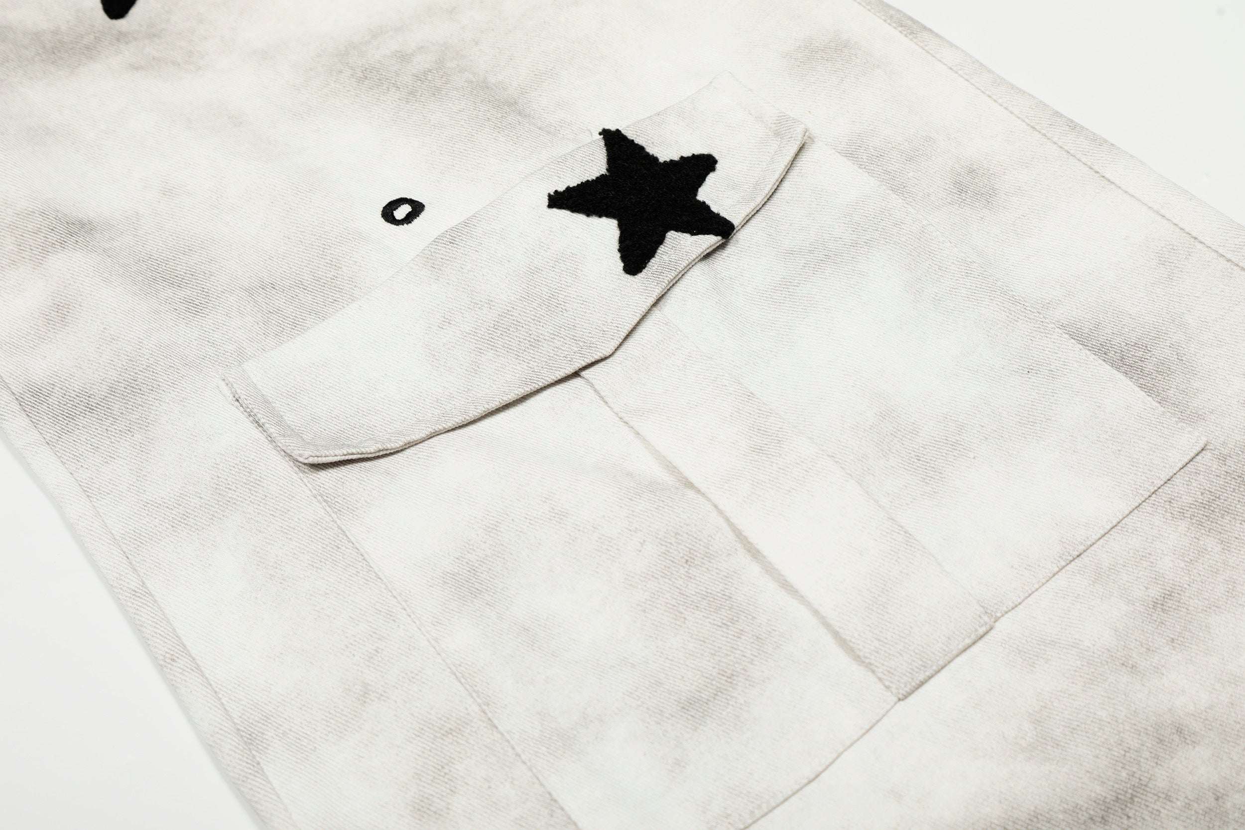 Star Patch Washed Cargo Wide-Leg Pants | Street Style
