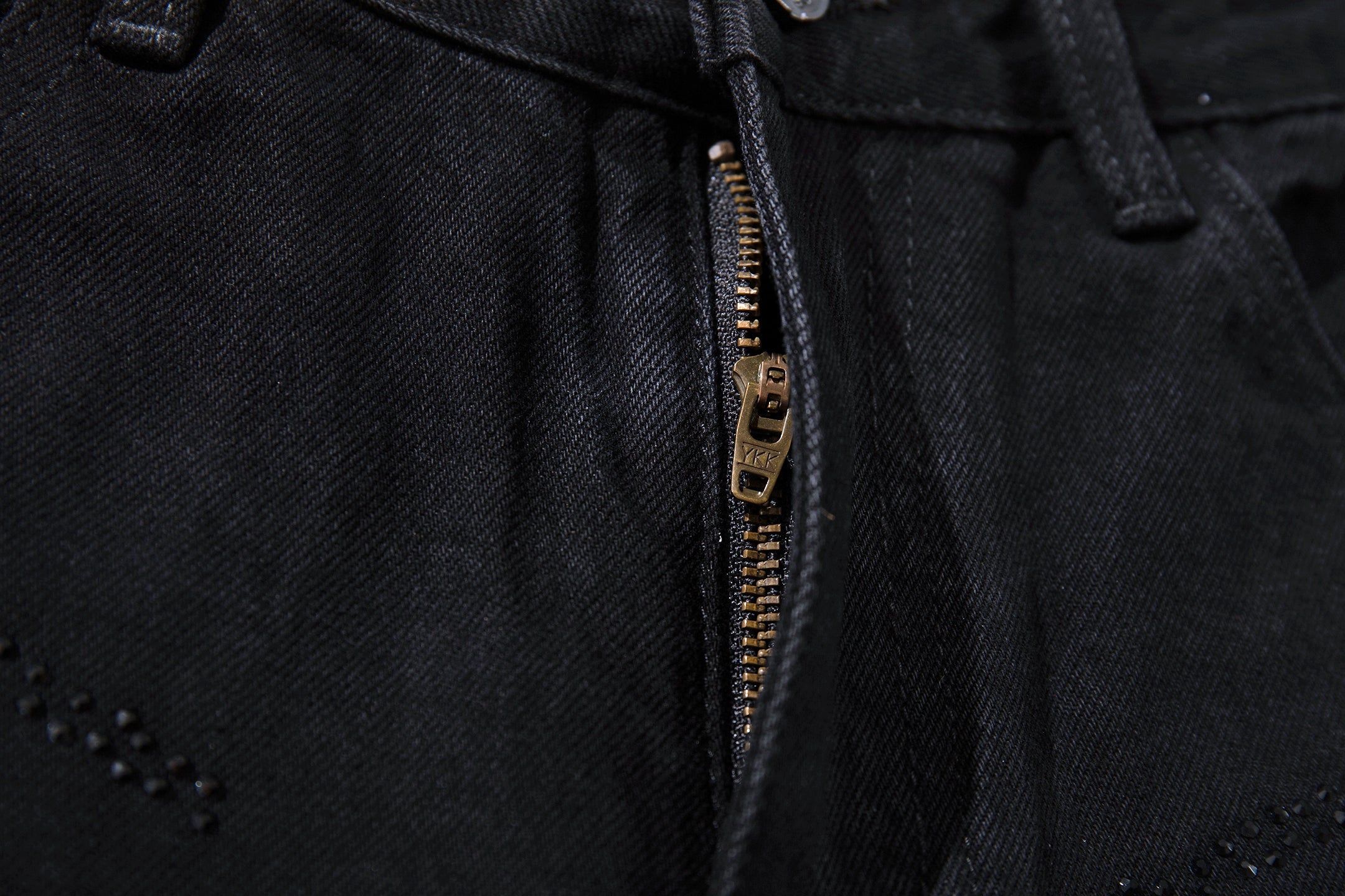 Omirad Rhinestone Wide-Leg Black Denim Jeans | SEAKOFF