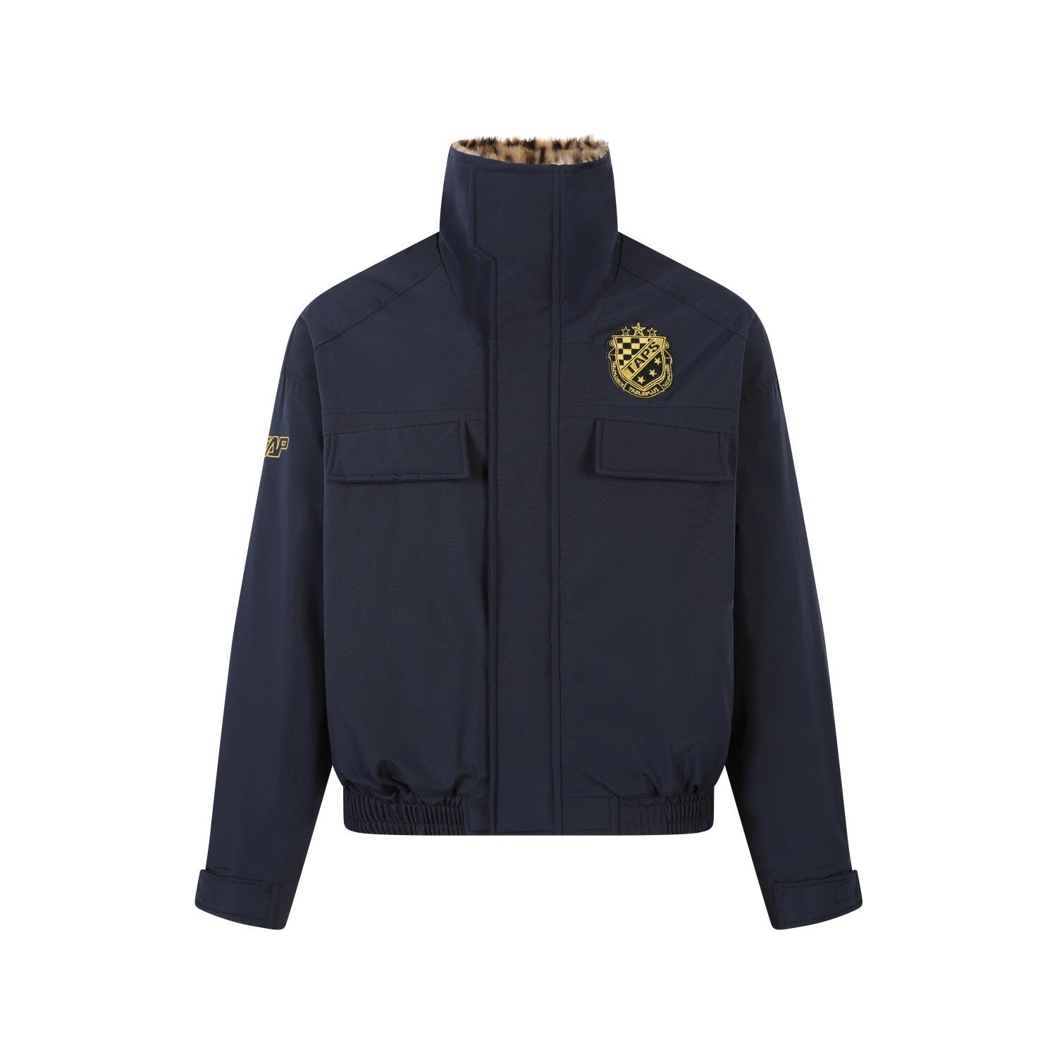 Leopard-Lined Military Bomber Jacket | Streetwear Winter Coat
