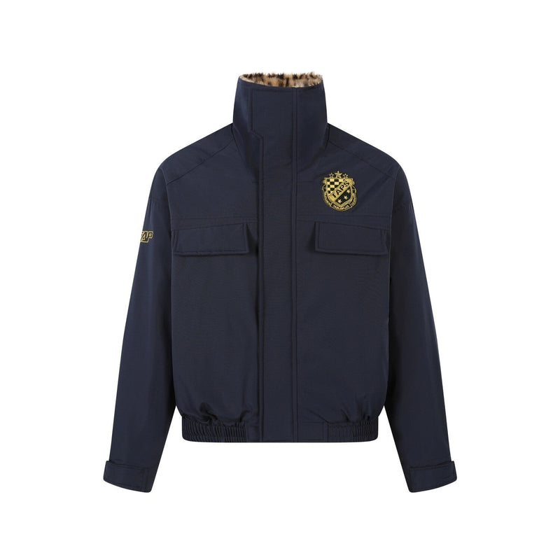 Leopard-Lined Military Bomber Jacket | Streetwear Winter Coat