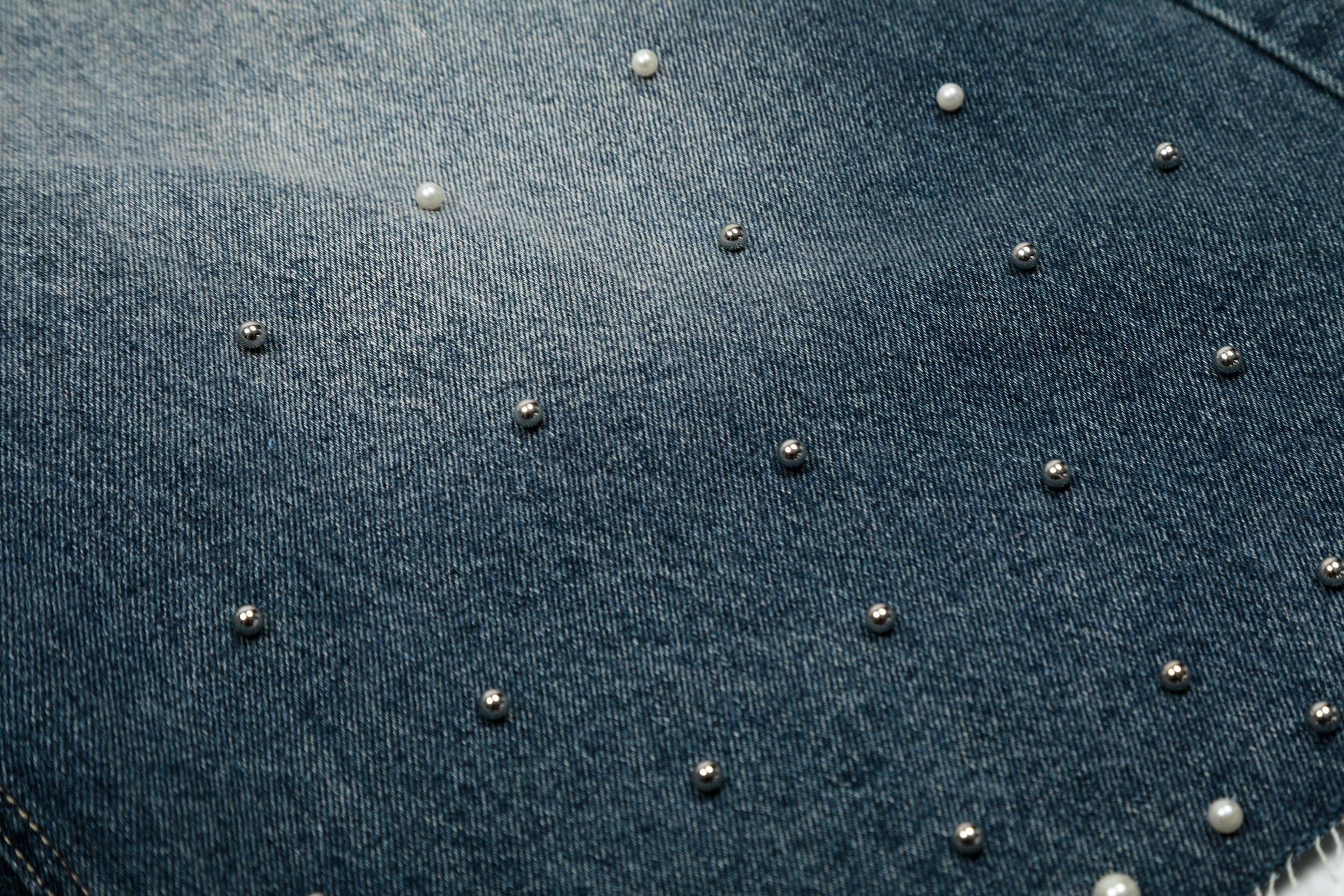 Omirad Studded Wide-Leg Denim Shorts | Vintage Wash Jorts