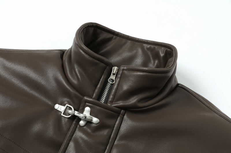 Fireman-Clasp PU Jacket | Utilitarian Street Style