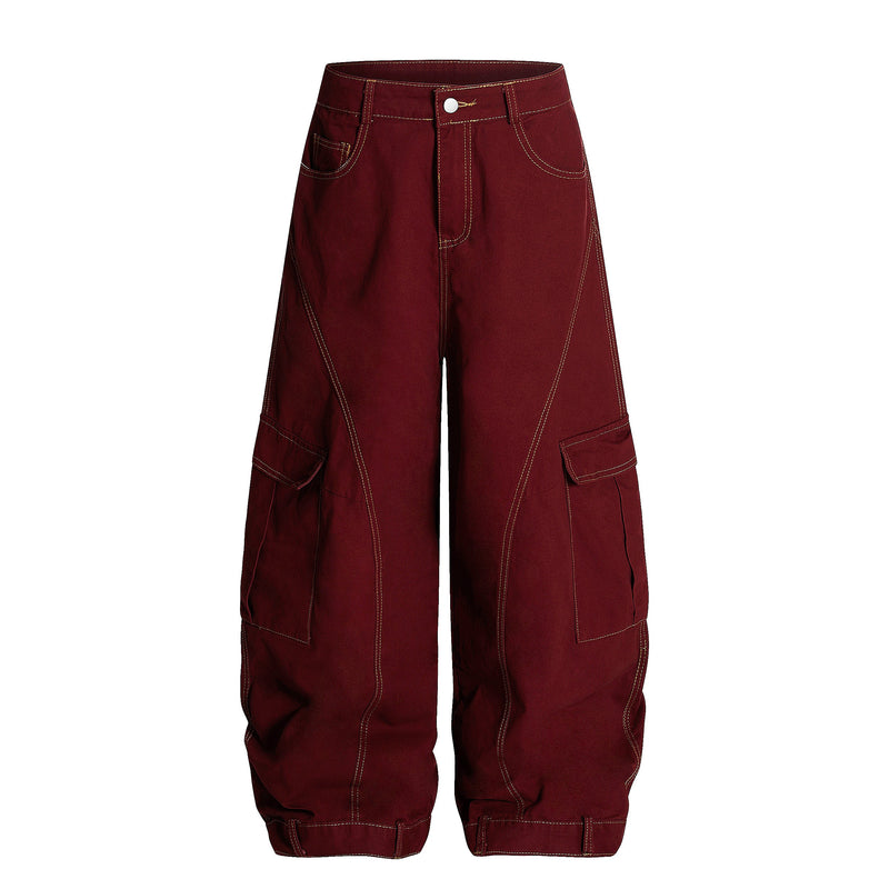 Omirad Heavy-Wash Wide-Leg Cargo Pants | Oversized Streetwear