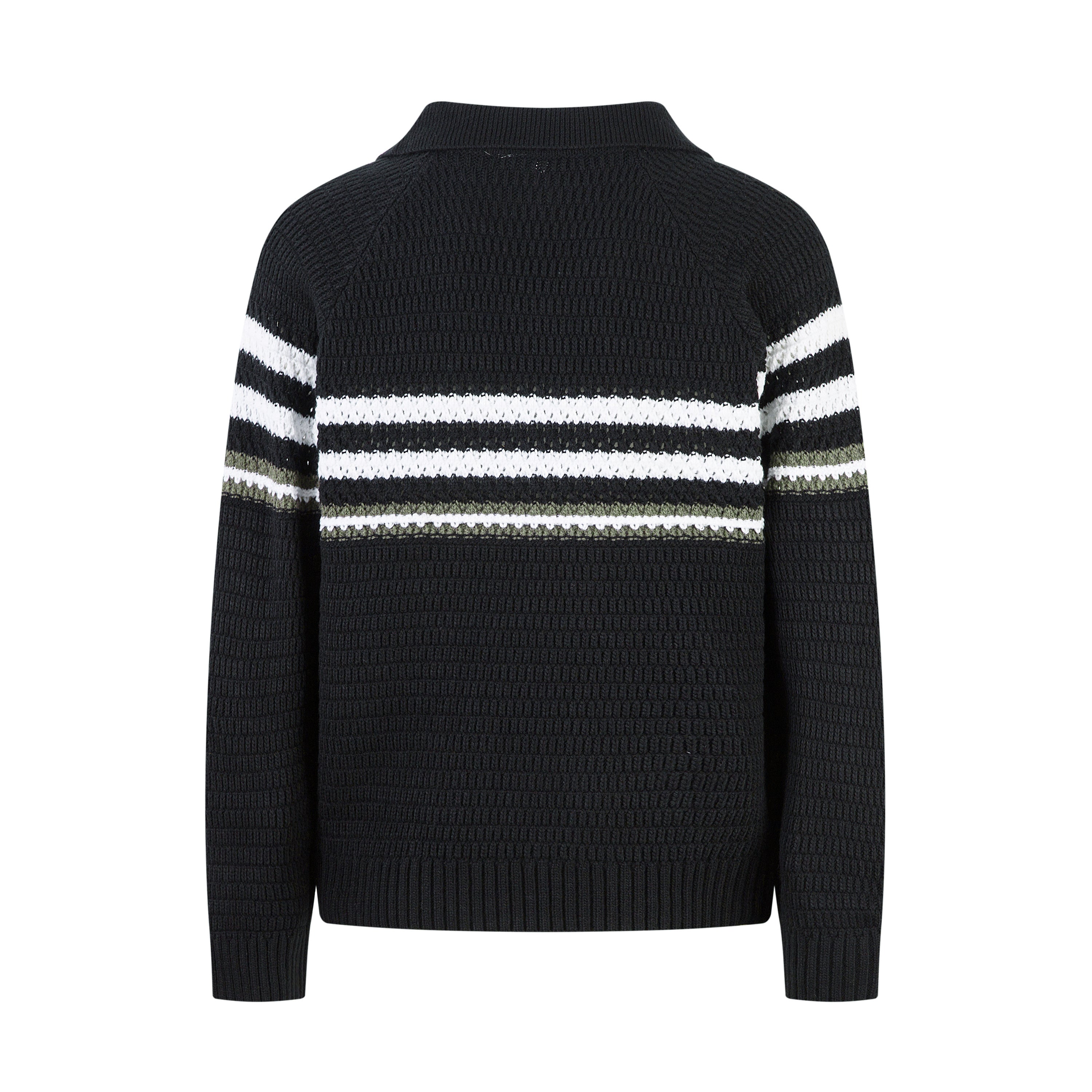 Men's Striped Knit Polo Sweater | Relaxed Streetwear Pullover