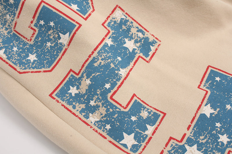 Fleece-Lined Retro Letter Wide-Leg Sweatpants | Streetwear