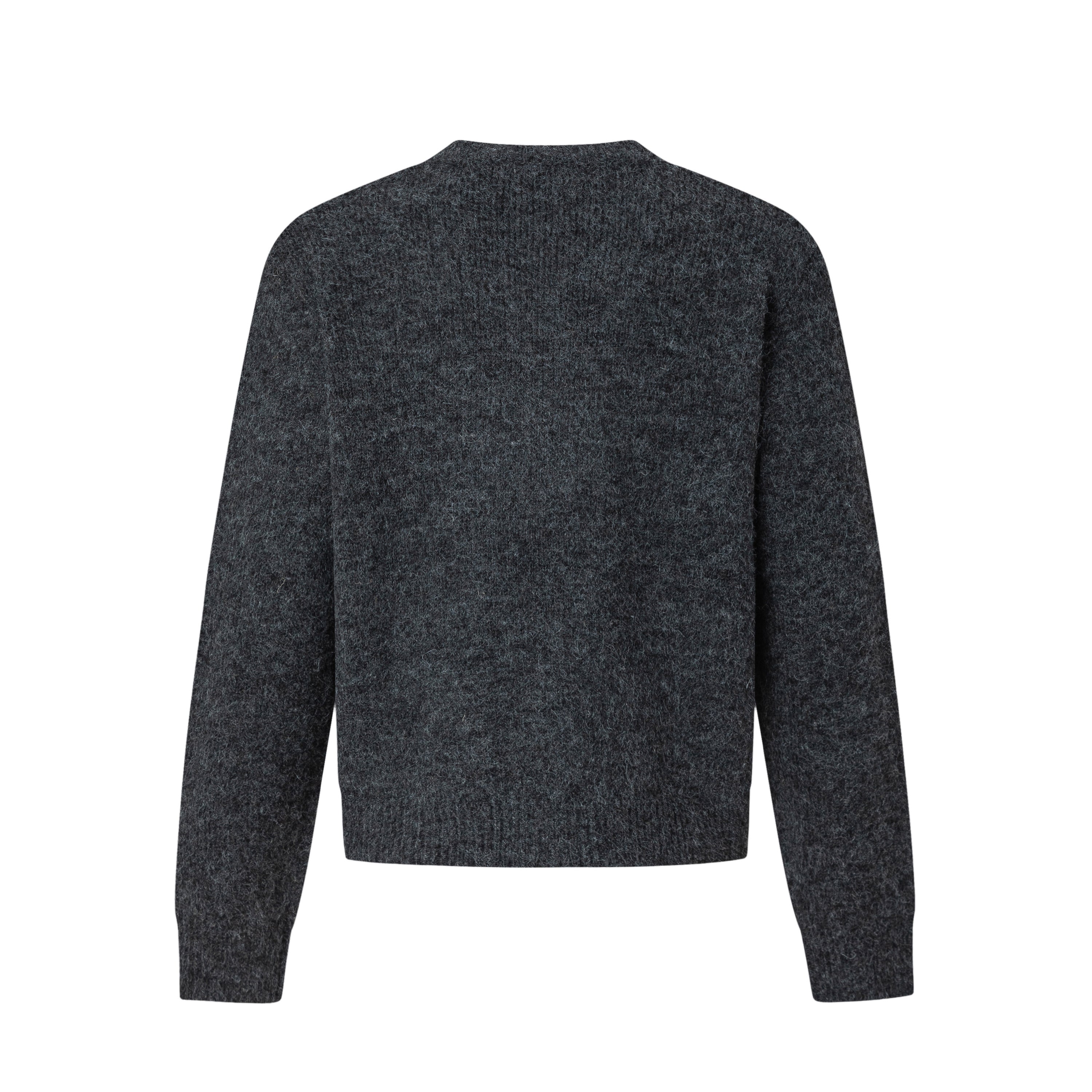 Minimal Wool Blend Knit Cardigan | Crew Neck Button-Up