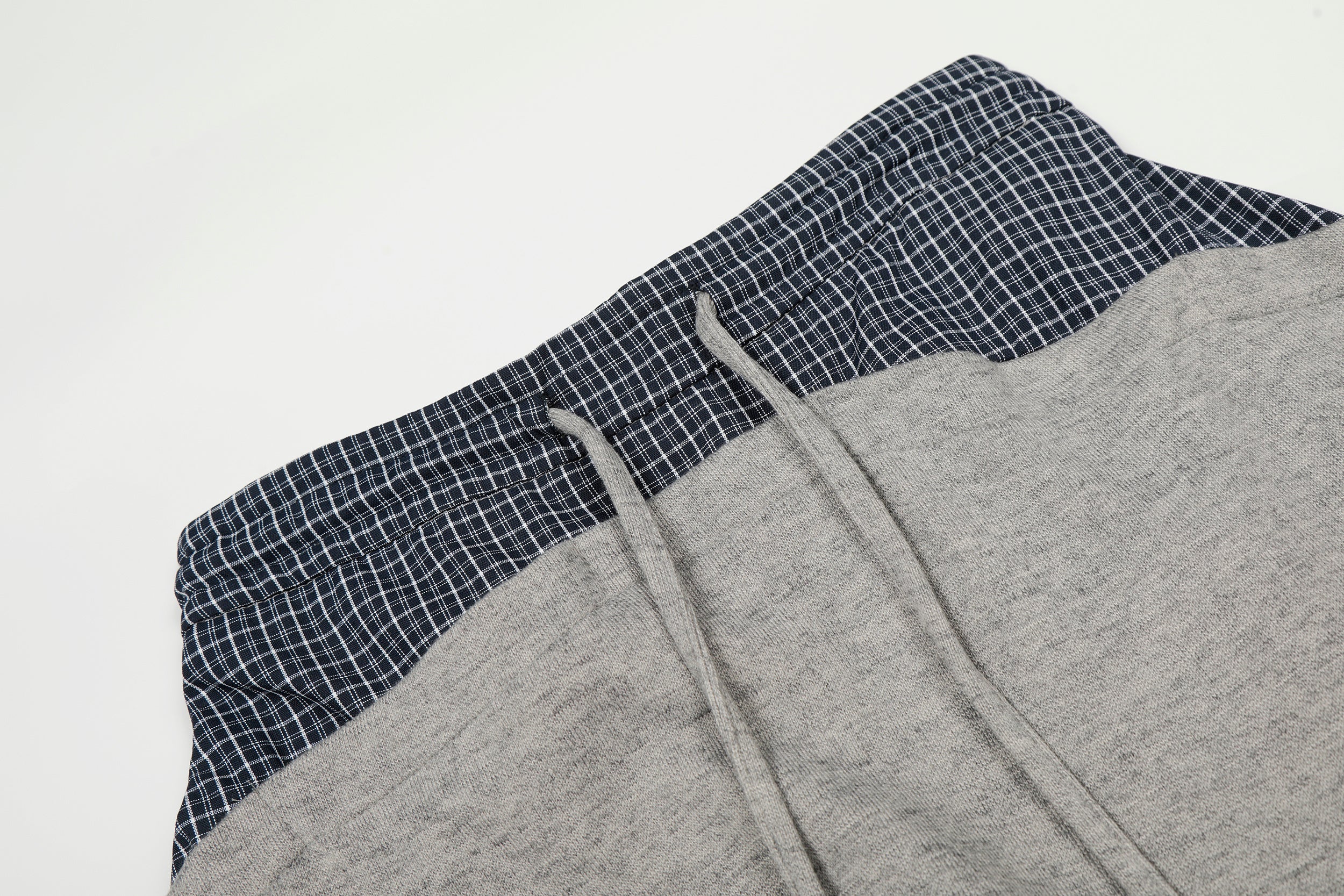 Layered Waist Wide-Leg Sweatpants | Contrast Check Panel