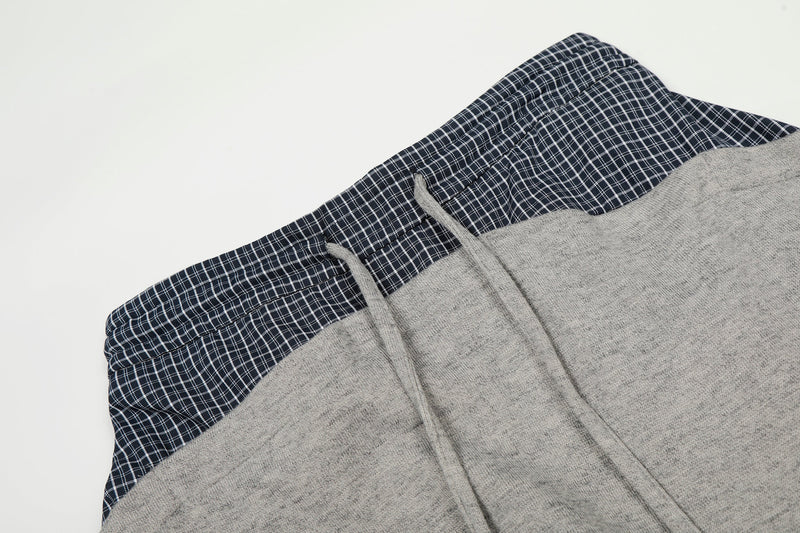 Layered Waist Wide-Leg Sweatpants | Contrast Check Panel