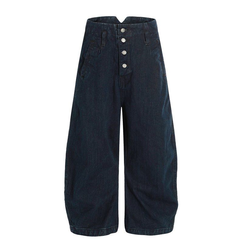Omirad Split-Waist Wide-Leg Denim Jeans | Dark Wash