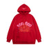 Bold Red Sp5der Hoodie - Trendy Web and Star Print Hooded Sweatshirt - Seakoff