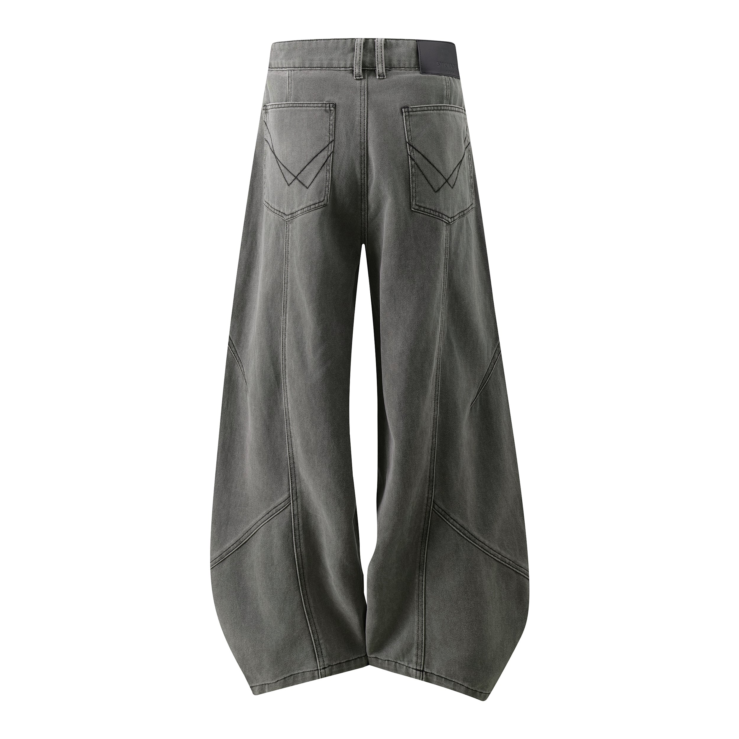 Curved-Panel Balloon Wide-Leg Jeans | Sculpted Streetwear Denim