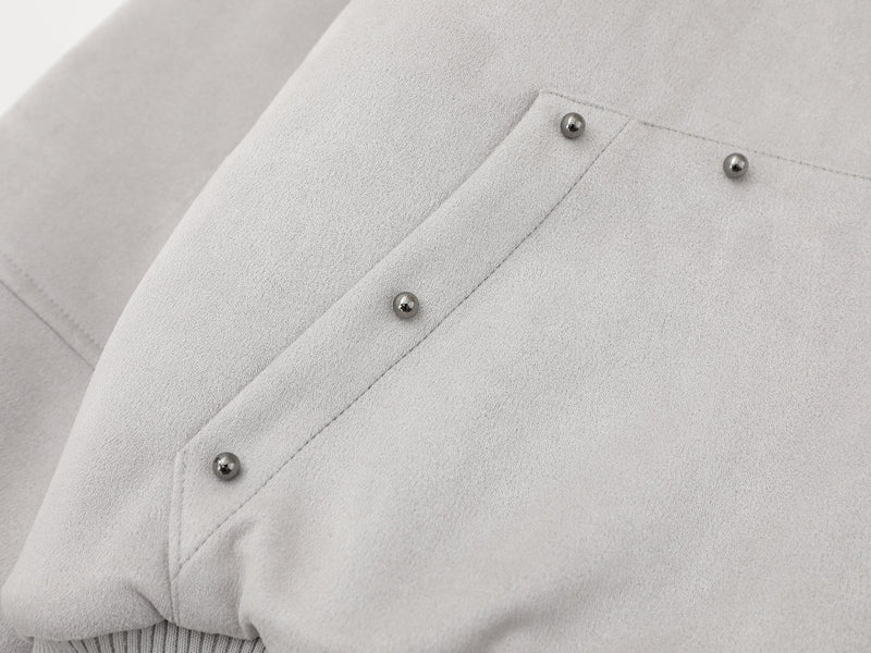 Furry-Ear Zip Hoodie Jacket | Streetwear Puffer with Rivets
