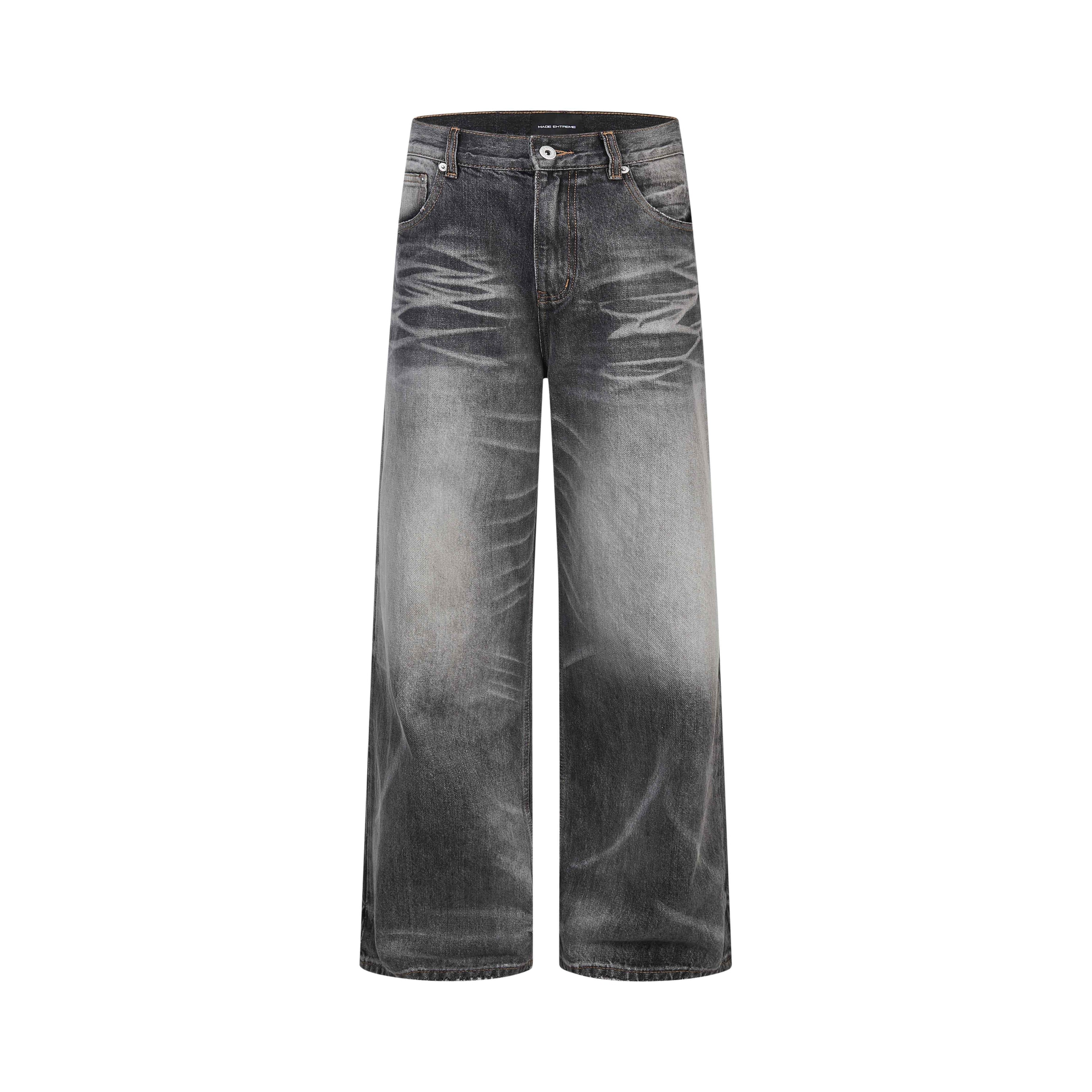 Omirad Vintage Faded Wide-Leg Jeans | 100% Cotton Denim