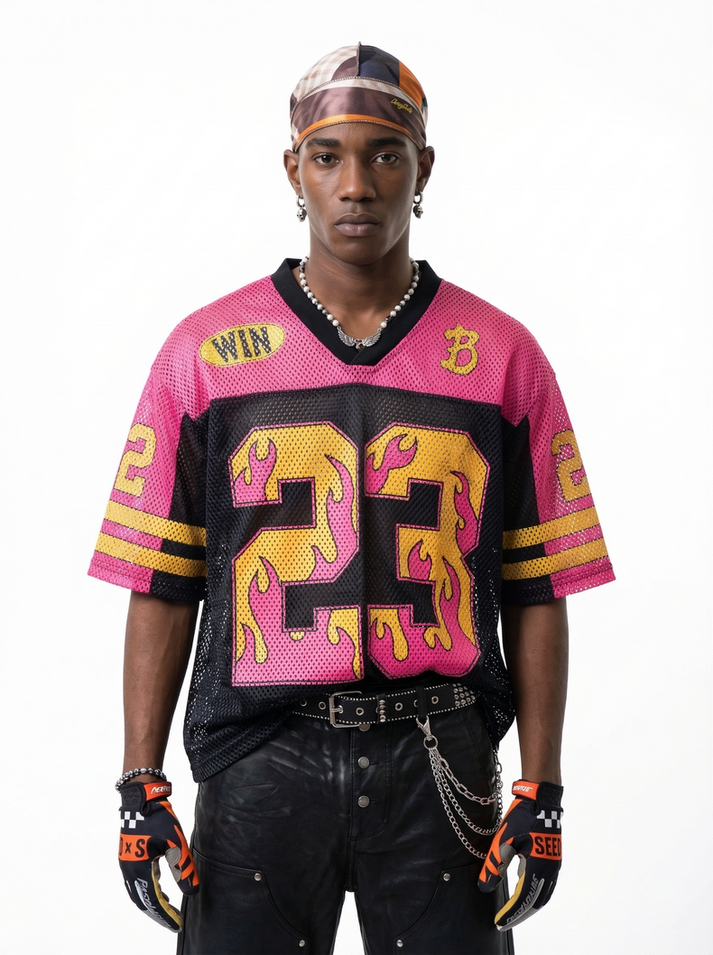Omirad Flame 23 Mesh Jersey T-Shirt | Streetwear Football Top