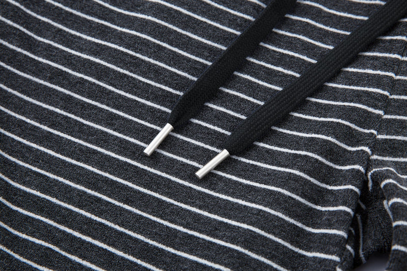 Striped Knit Barrel-Leg Lounge Pants with Drawstring Hem