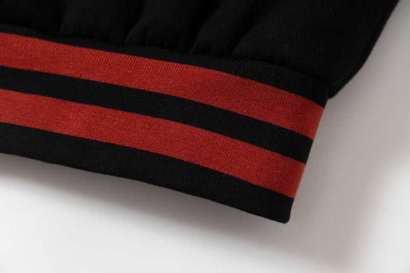 Retro Punk Varsity Jacket | Black & Red Graphic Bomber