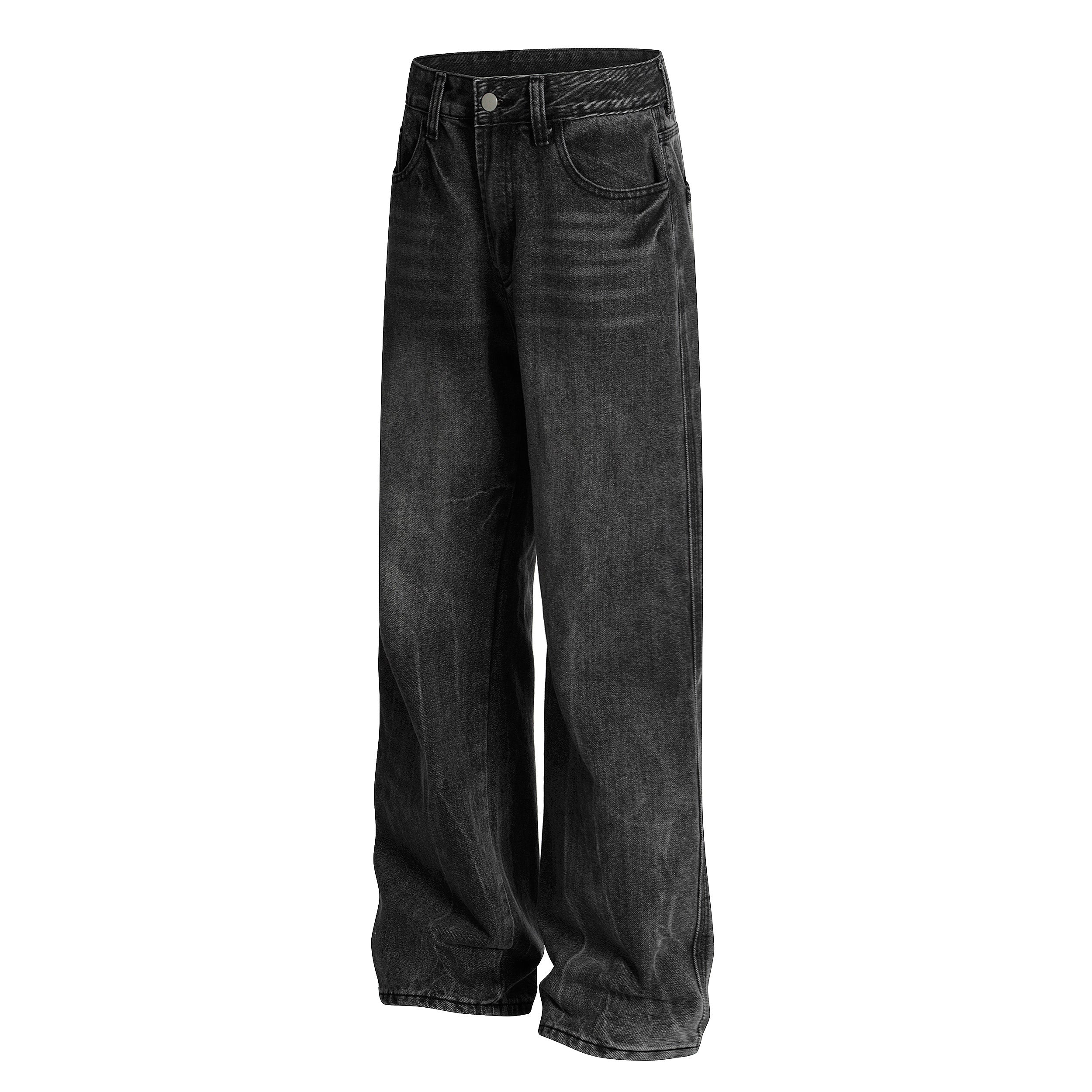 Omirad Vintage Wash Wide-Leg Jeans | Distressed Streetwear Denim