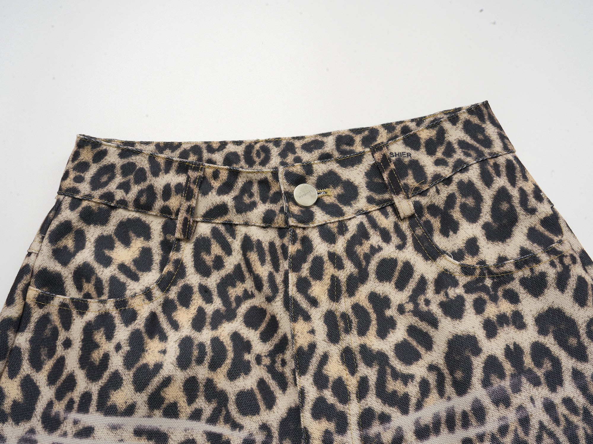 Leopard Print Wide-Leg Performance Mesh Pants | Omirad