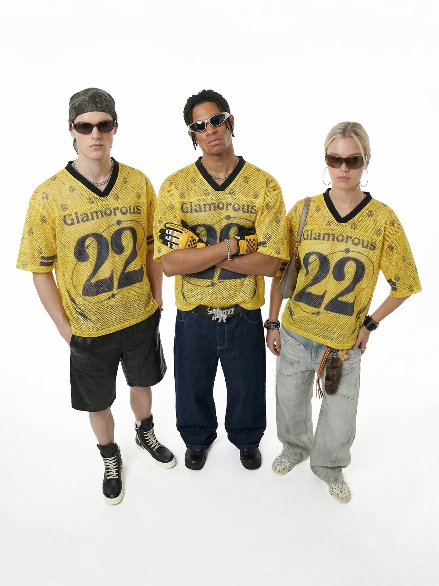 Omirad Glamorous 22 Mesh Jersey T-Shirt | Yellow Streetwear