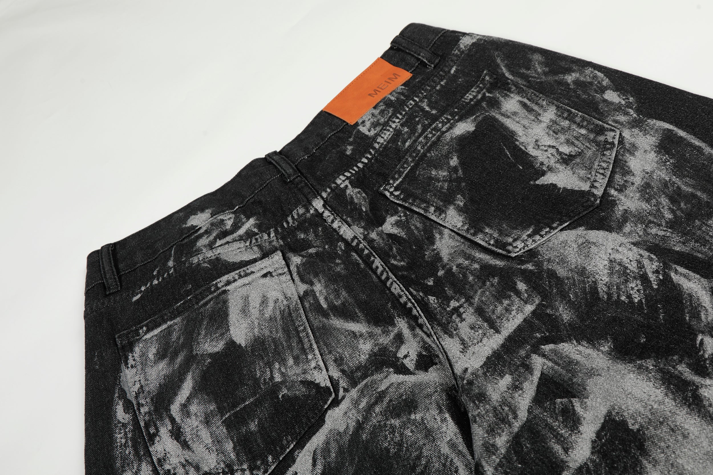 Omirad Painted Crescent Wide-Leg Jeans | Studded Streetwear