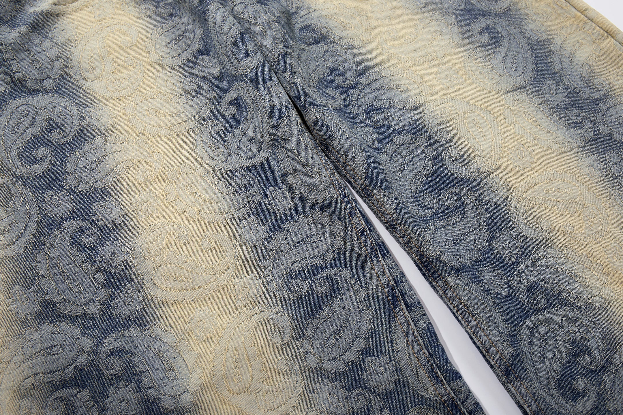 Paisley Spray-Fade Wide-Leg Jeans | Vintage Denim