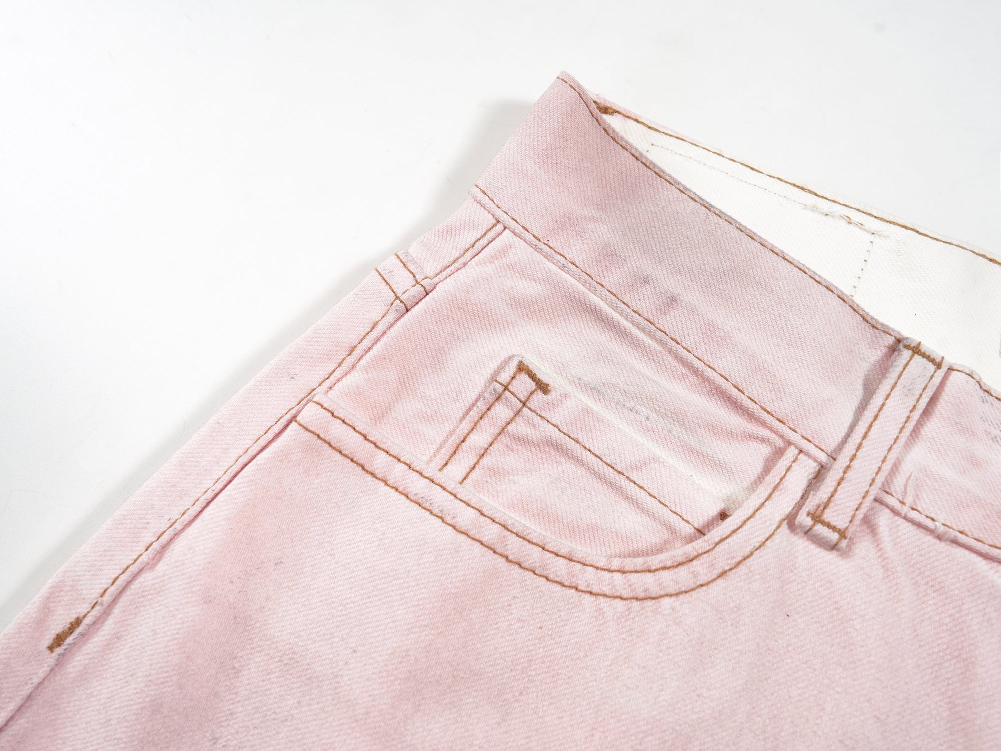 Faded Pink Wide-Leg Denim Pants | SP2 Logo | 100% Cotton
