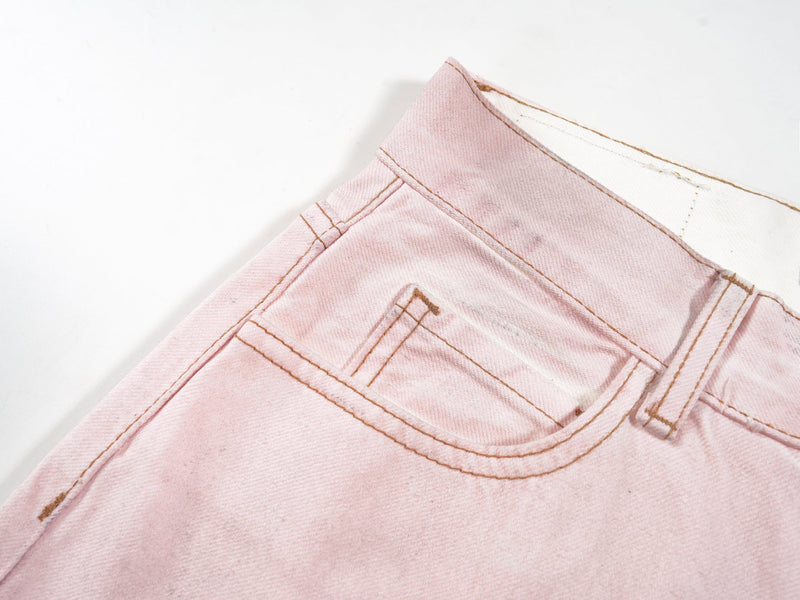 Faded Pink Wide-Leg Denim Pants | SP2 Logo | 100% Cotton
