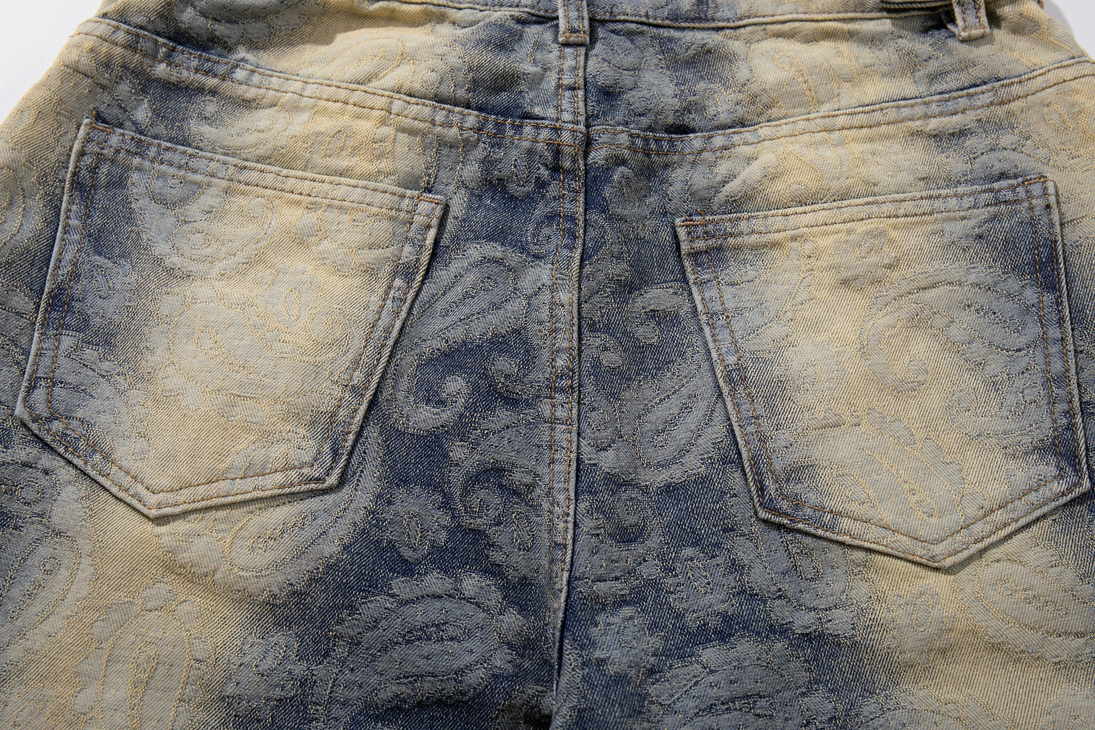 Paisley Spray-Fade Wide-Leg Jeans | Vintage Denim