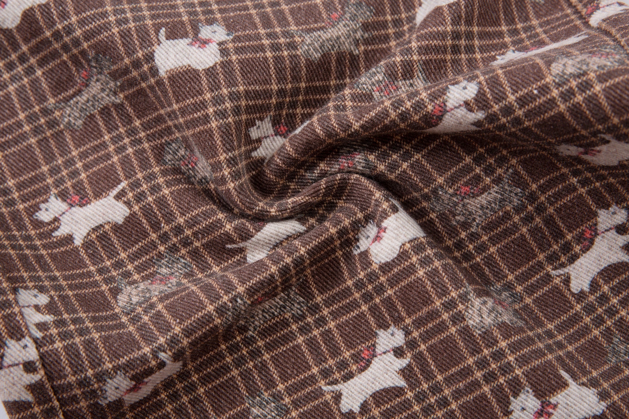 Retro Dog Print Plaid Wide-Leg Pants | Vintage Style