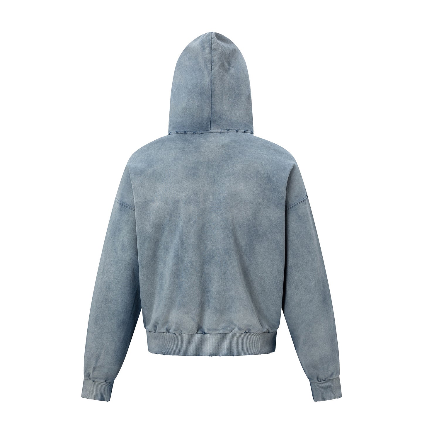 Omirad Vintage Patch Zip-Up Hoodie | Washed Blue Cotton