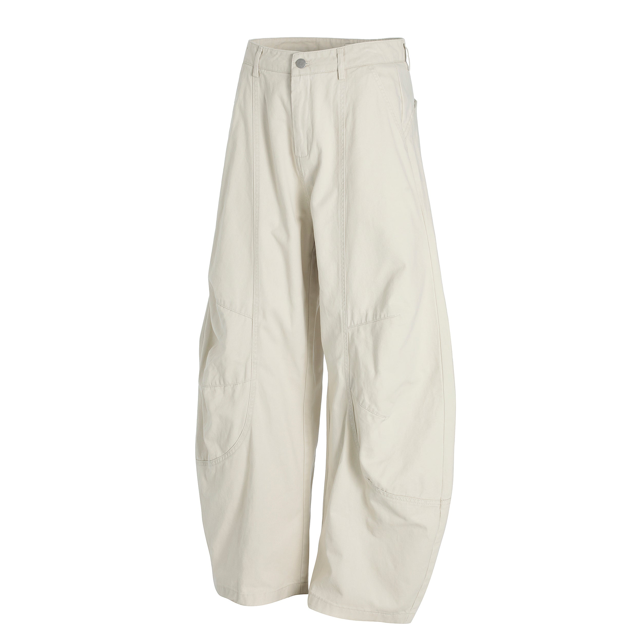 Sculpted Barrel-Leg Cargo Pants | Wide Silhouette Cotton