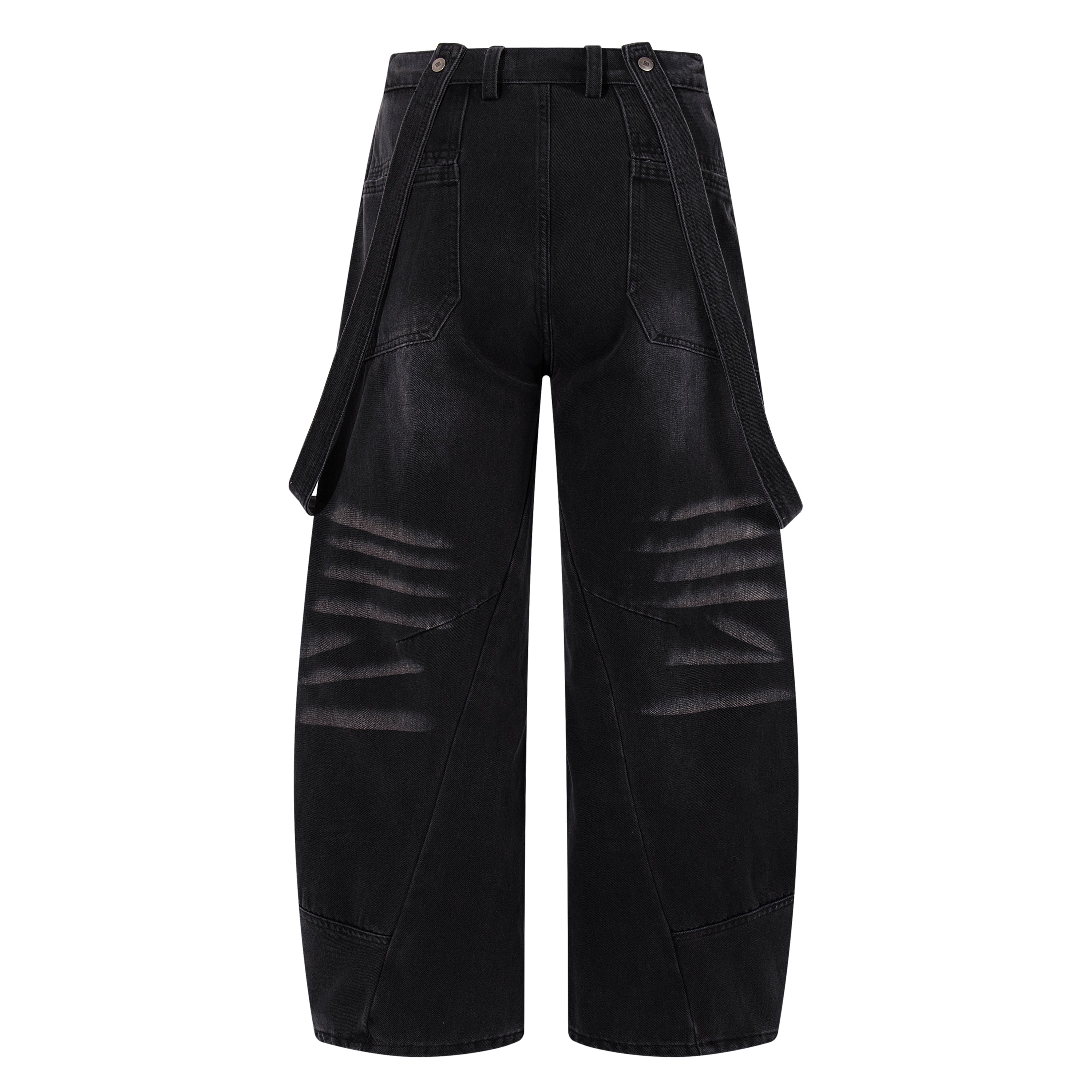 Omirad Strap-Detail Washed Wide-Leg Jeans | Dark Denim