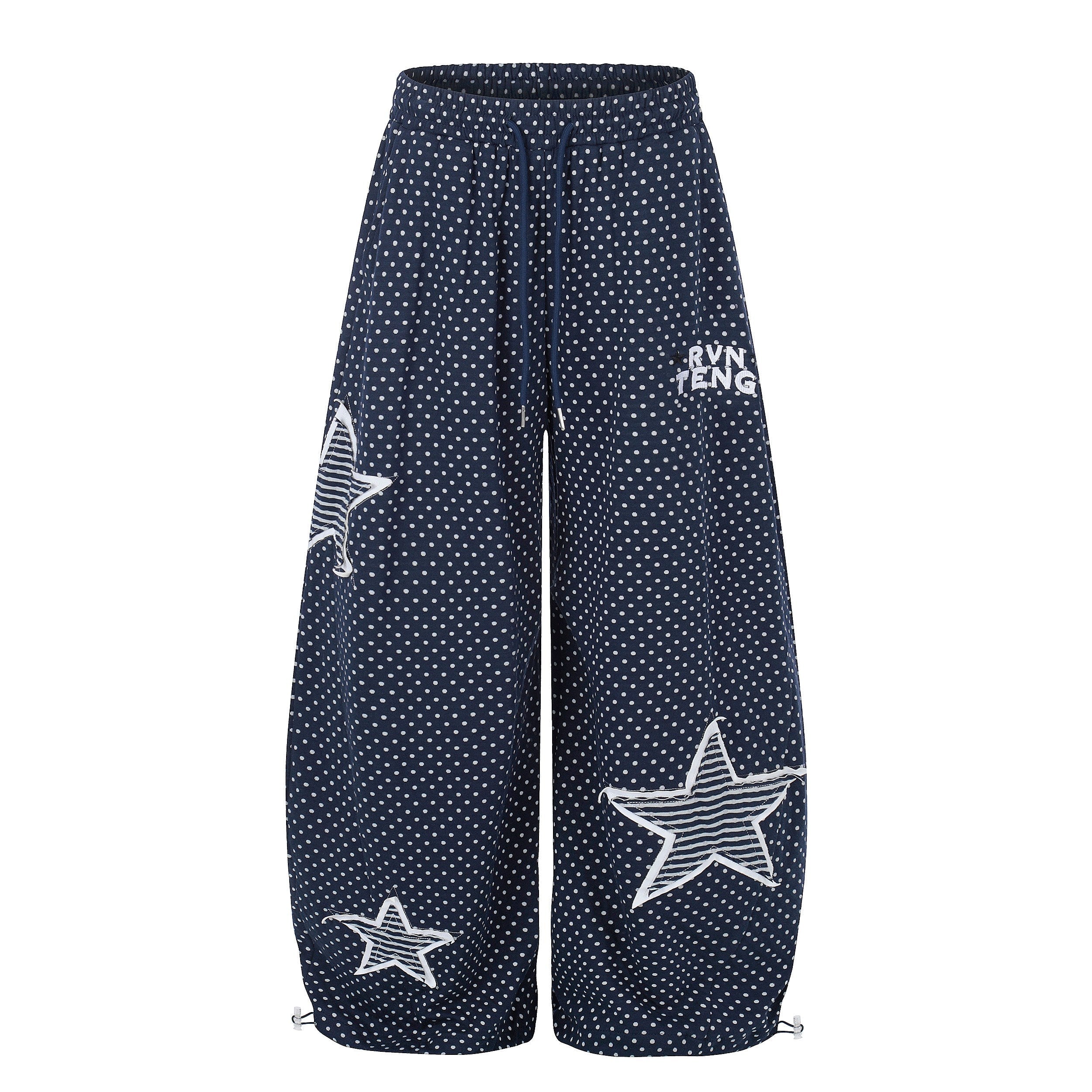 Polka Dot Star Print Wide-Leg Sweatpants | Y2K Streetwear