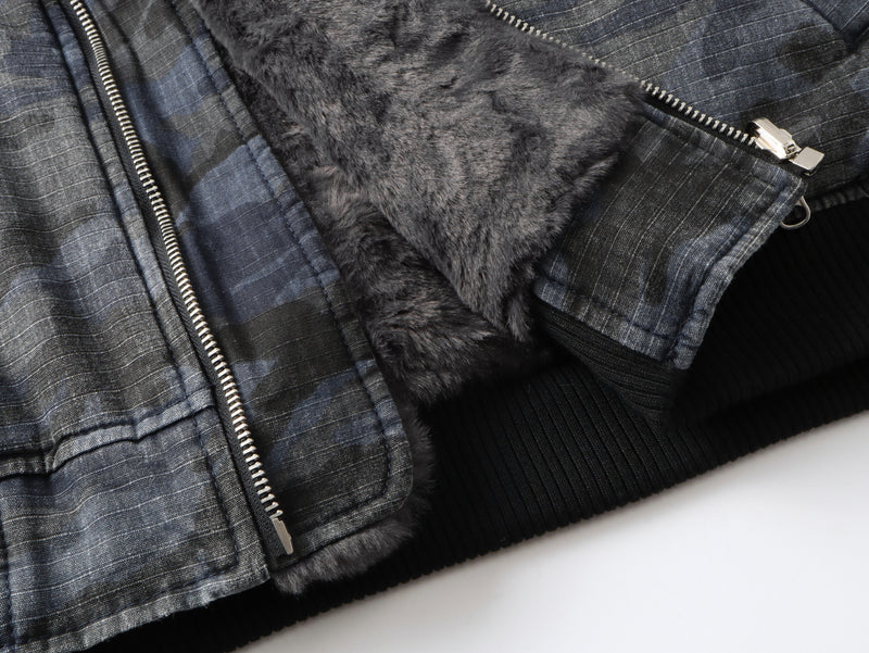 Reversible Camo Hooded Bomber Jacket | Two-Way Style