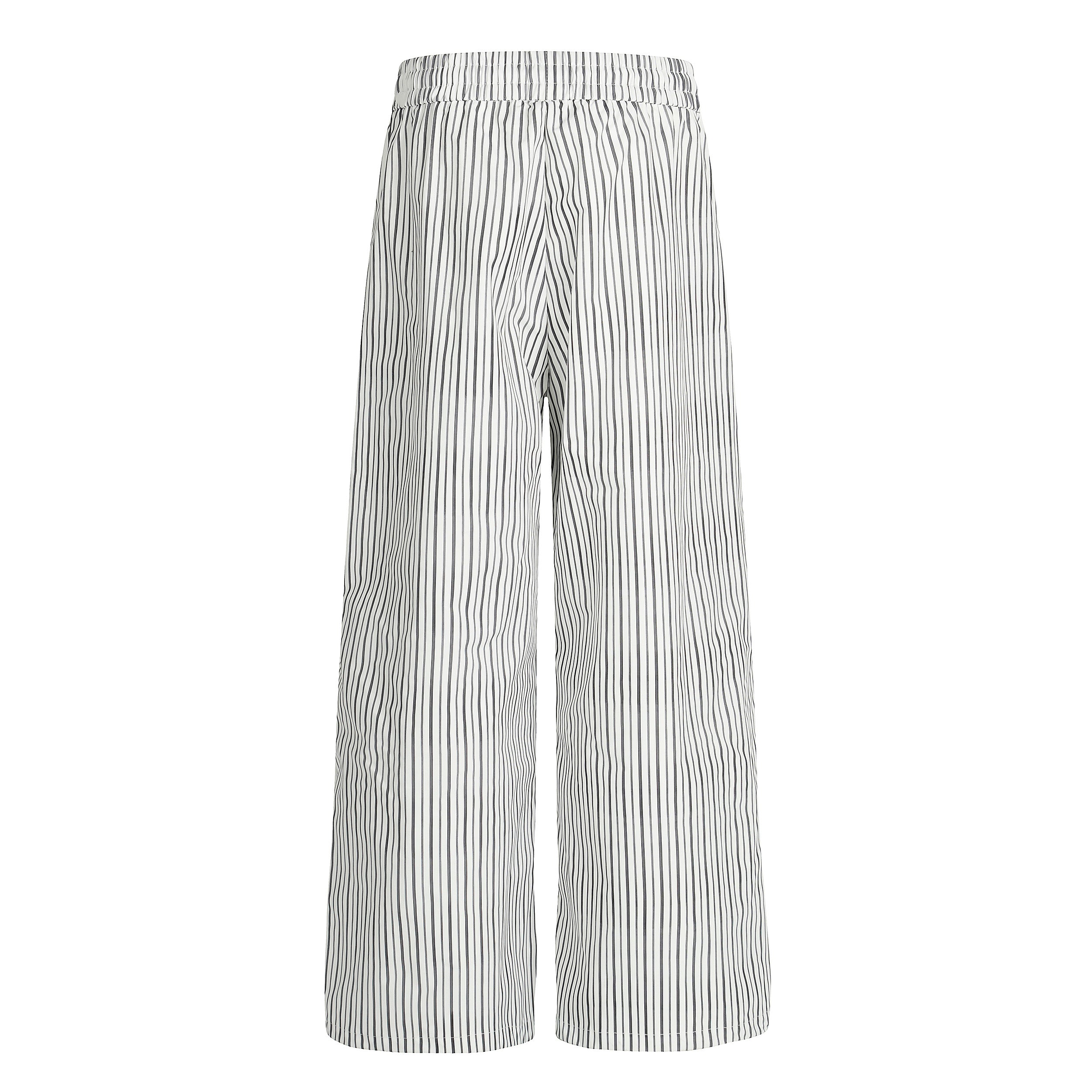 Striped Wide-Leg Relaxed Pants | Elastic Waist Lounge Trousers